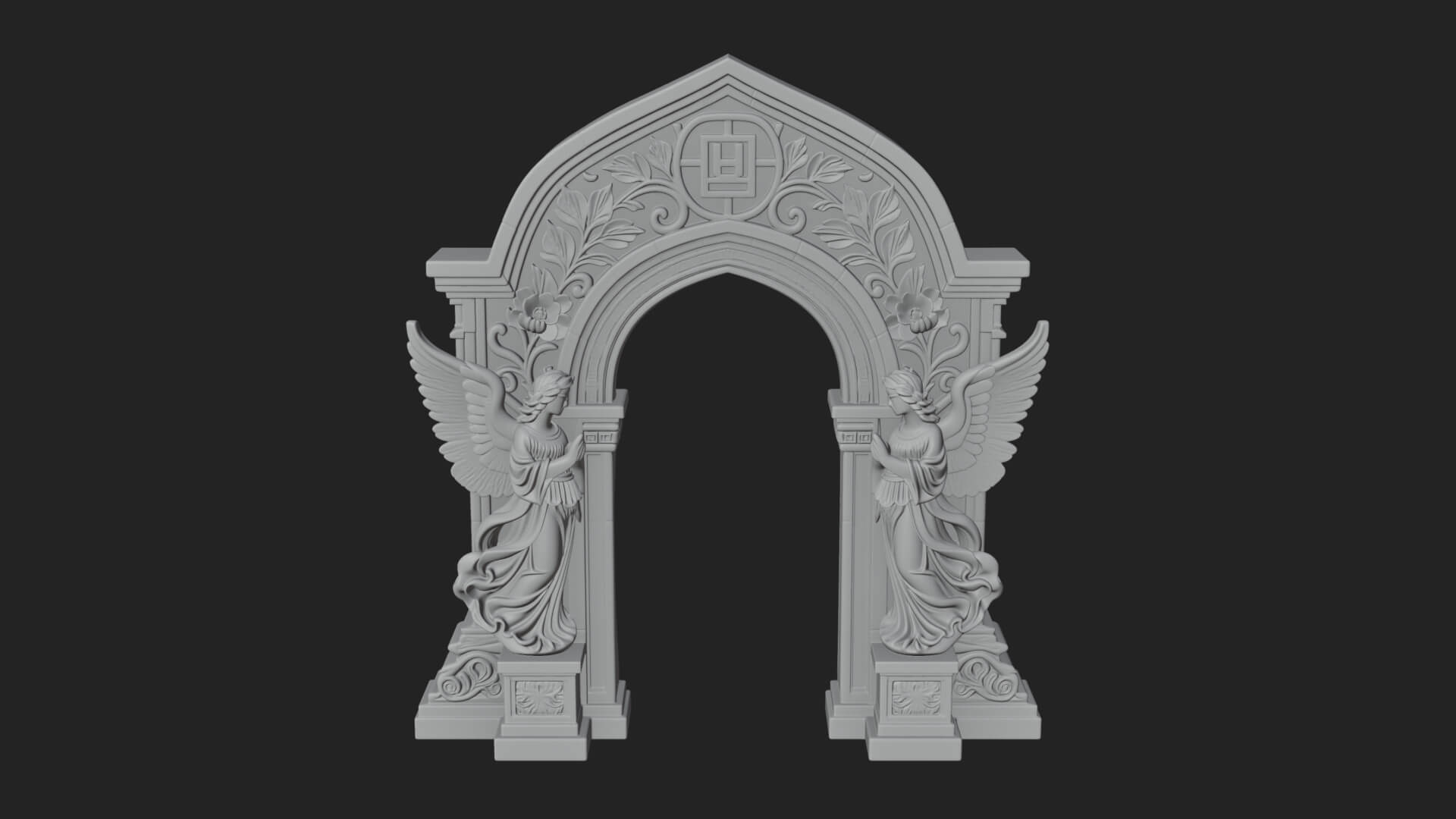 Winged Gothic Arch Design 2 3D Print Model 3D Model