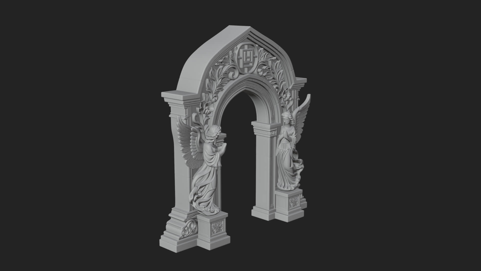 Winged Gothic Arch Design 2 3D Print Model 3D Model