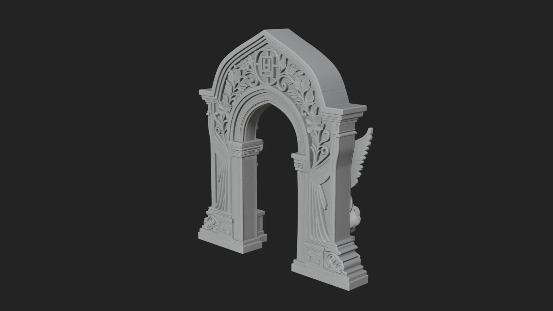Winged Gothic Arch Design 2 3D Print Model 3D Model