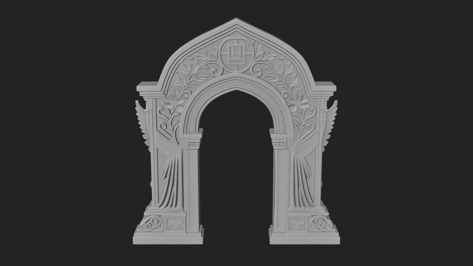 Winged Gothic Arch Design 2 3D Print Model 3D Model