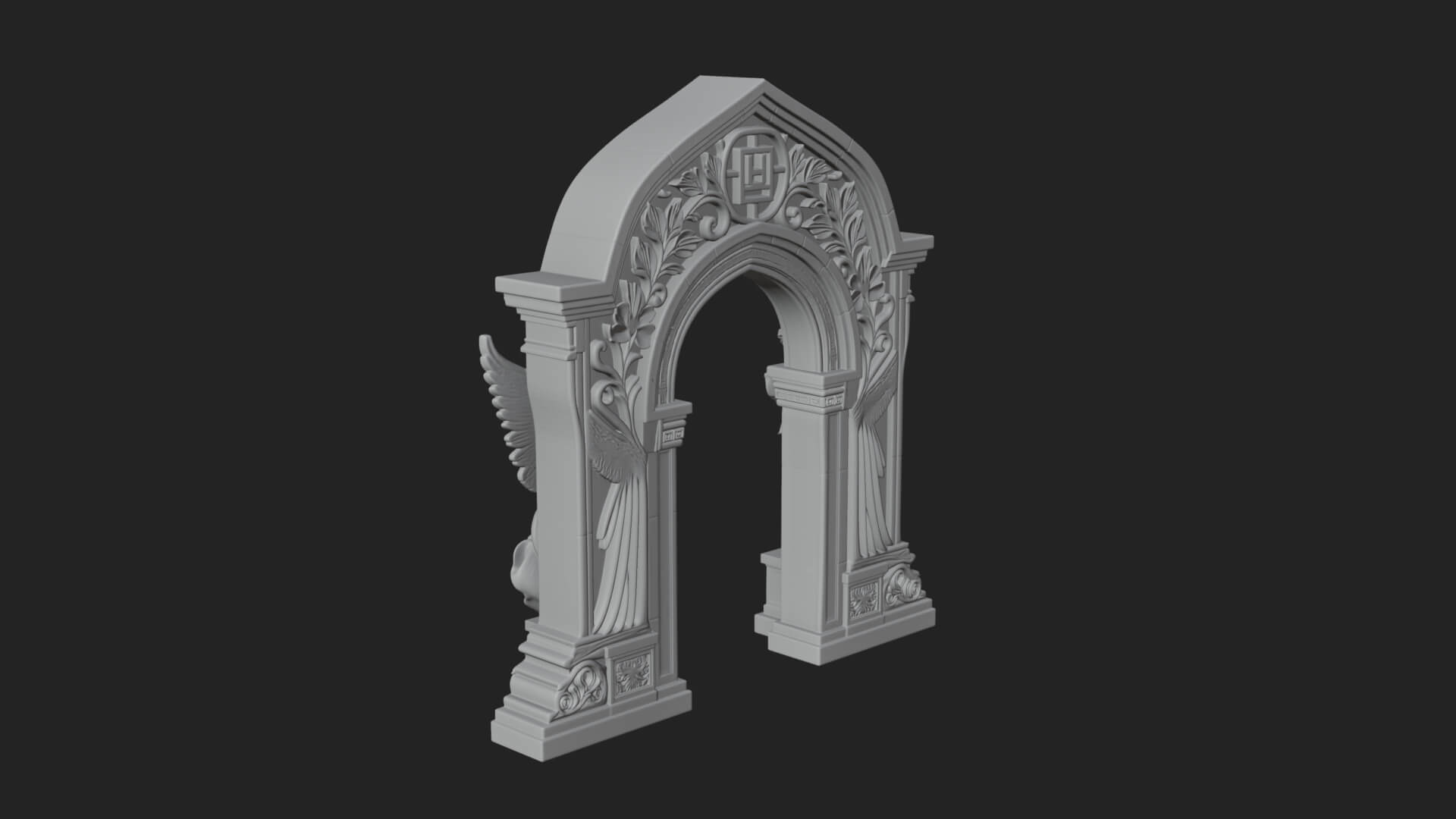 Winged Gothic Arch Design 2 3D Print Model 3D Model