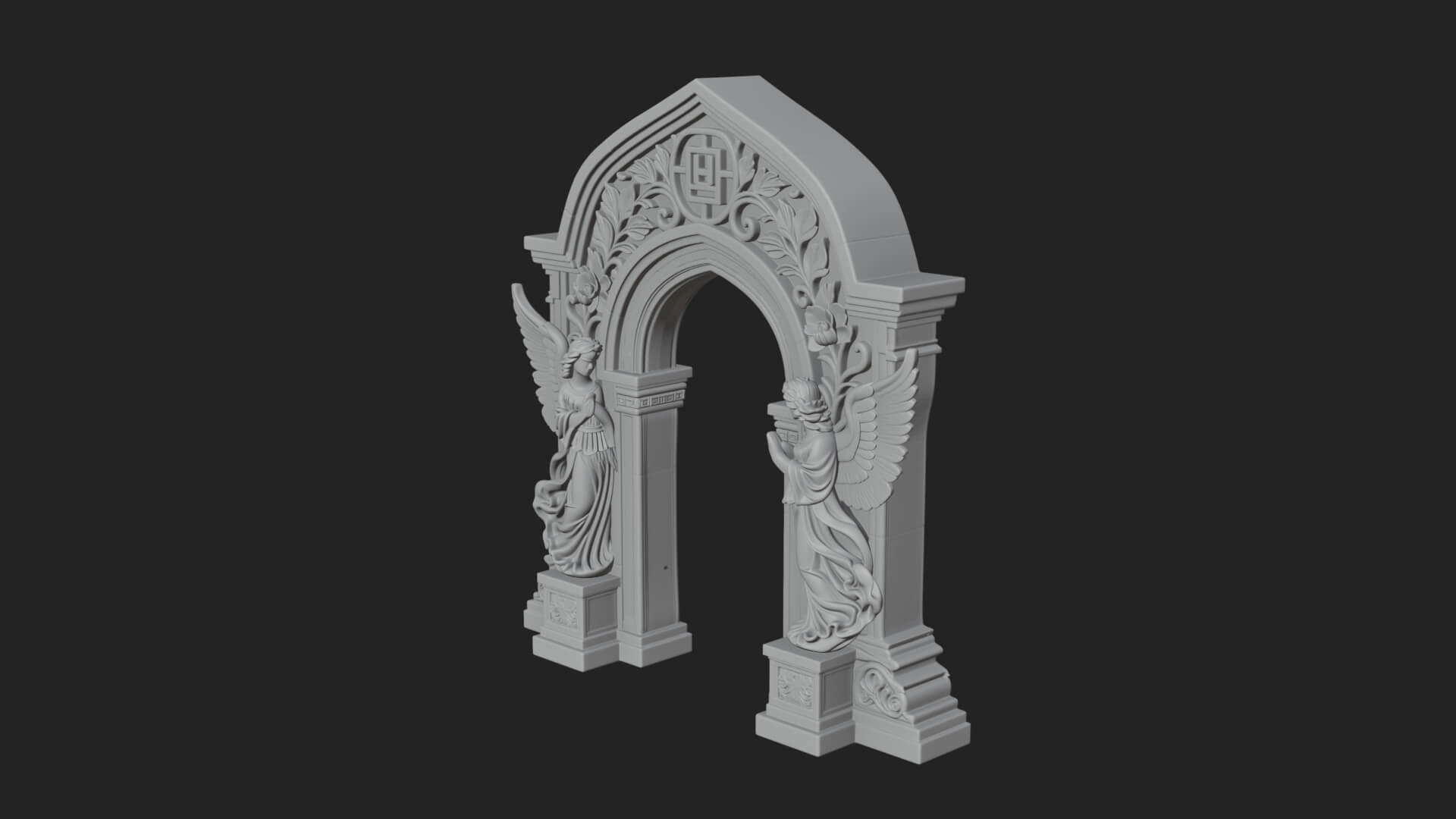 Winged Gothic Arch Design 2 3D Print Model 3D Model