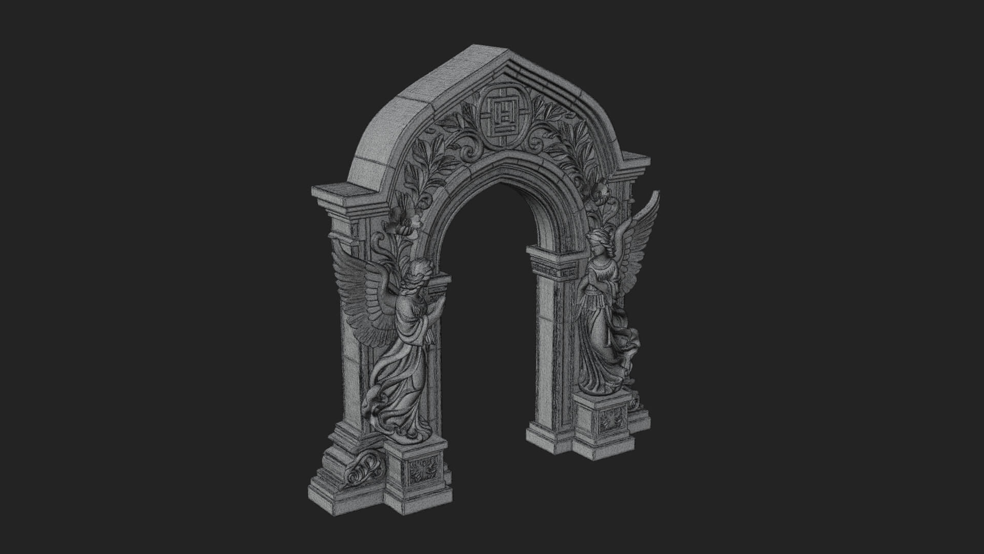 Winged Gothic Arch Design 2 3D Print Model 3D Model