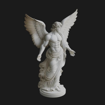 Winged Guardian Angel Statue Design 1 3D Print Model