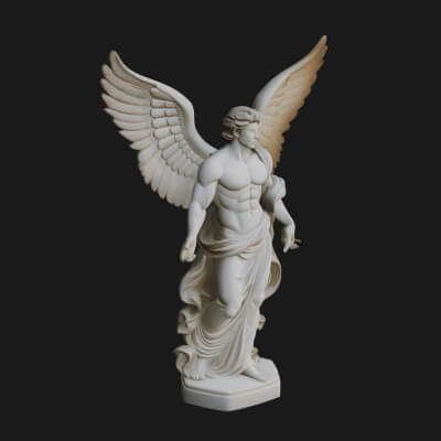 Winged Guardian Angel Statue Design 3 3D Print Model