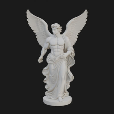 Winged Guardian Angel Statue Design 4 3D Print Model
