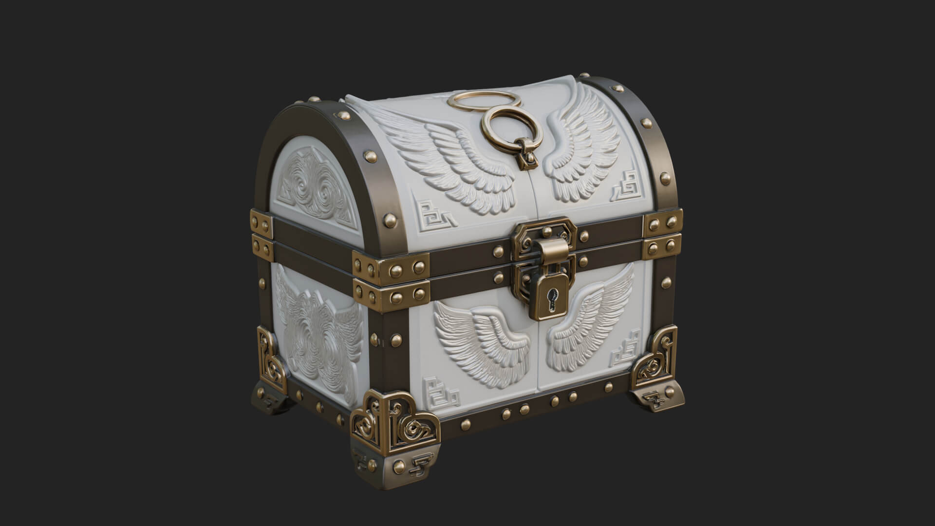 Winged Halo Treasure Chest Model Design 1 3D Print Model 3D Model