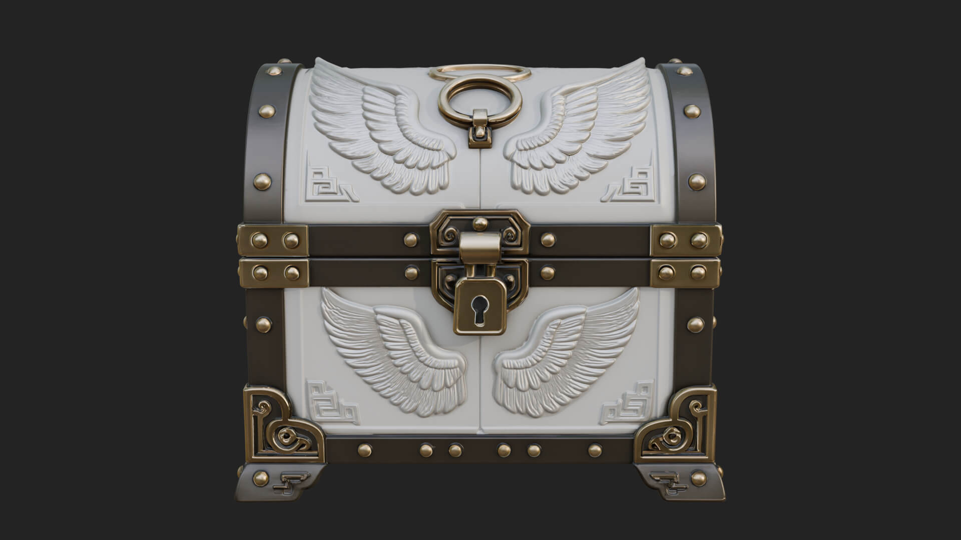 Winged Halo Treasure Chest Model Design 1 3D Print Model 3D Model