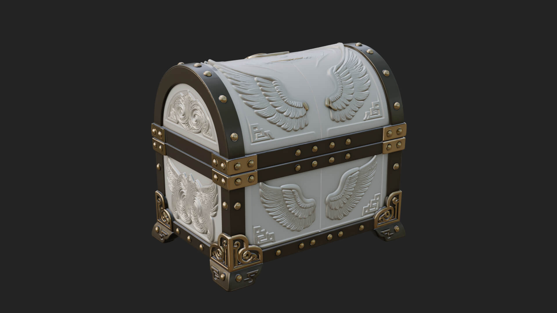 Winged Halo Treasure Chest Model Design 1 3D Print Model 3D Model