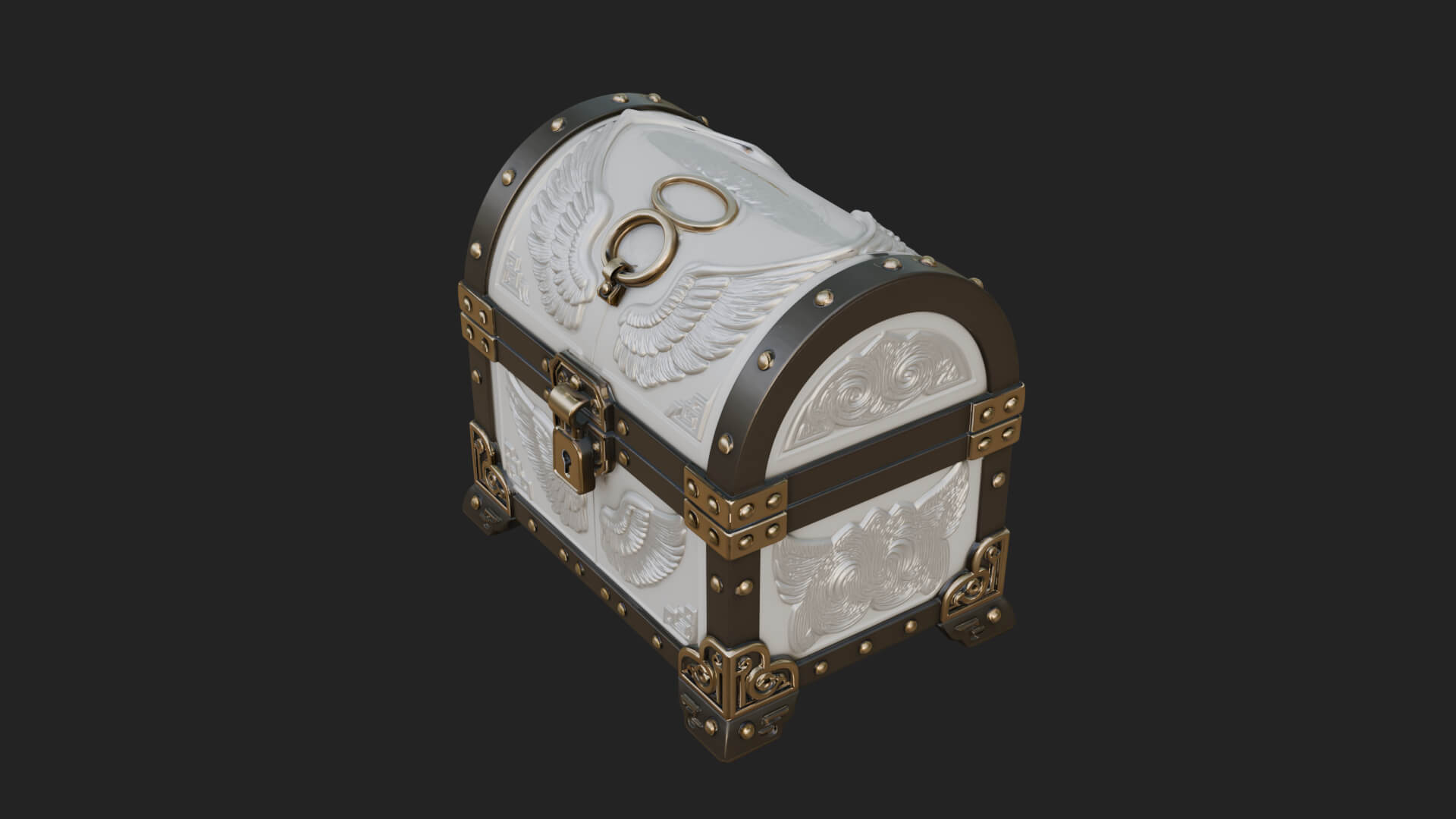 Winged Halo Treasure Chest Model Design 1 3D Print Model 3D Model