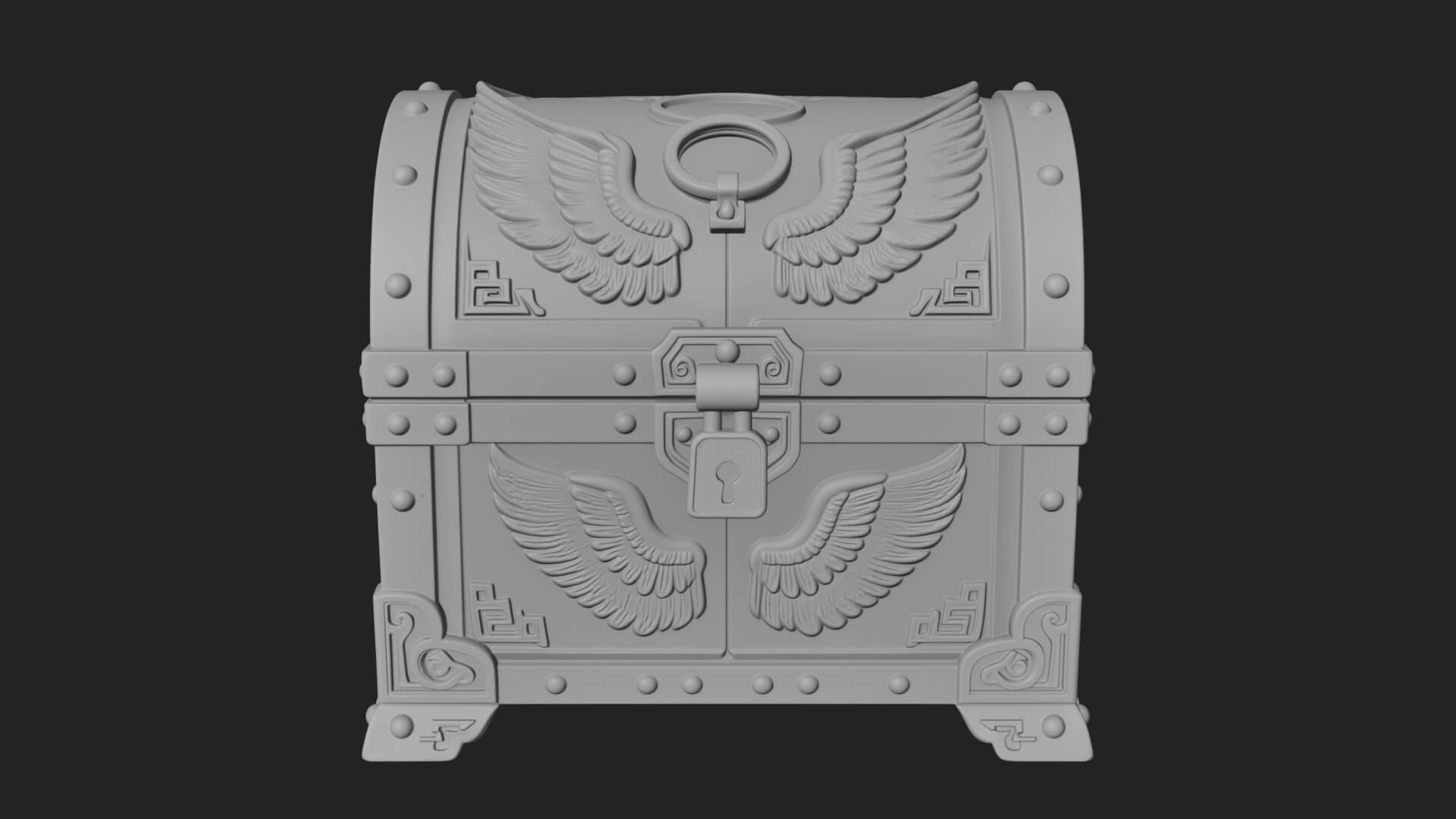 Winged Halo Treasure Chest Model Design 1 3D Print Model 3D Model
