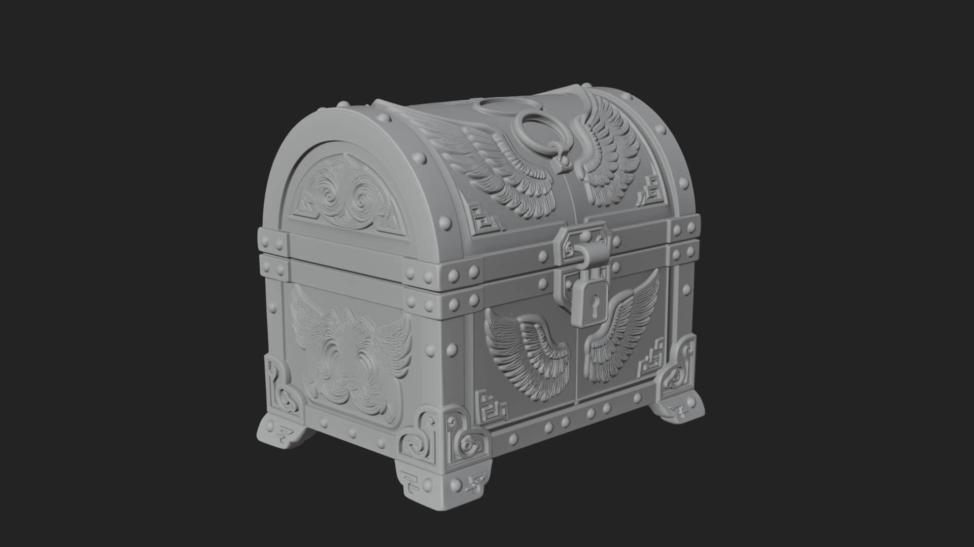Winged Halo Treasure Chest Model Design 1 3D Print Model 3D Model