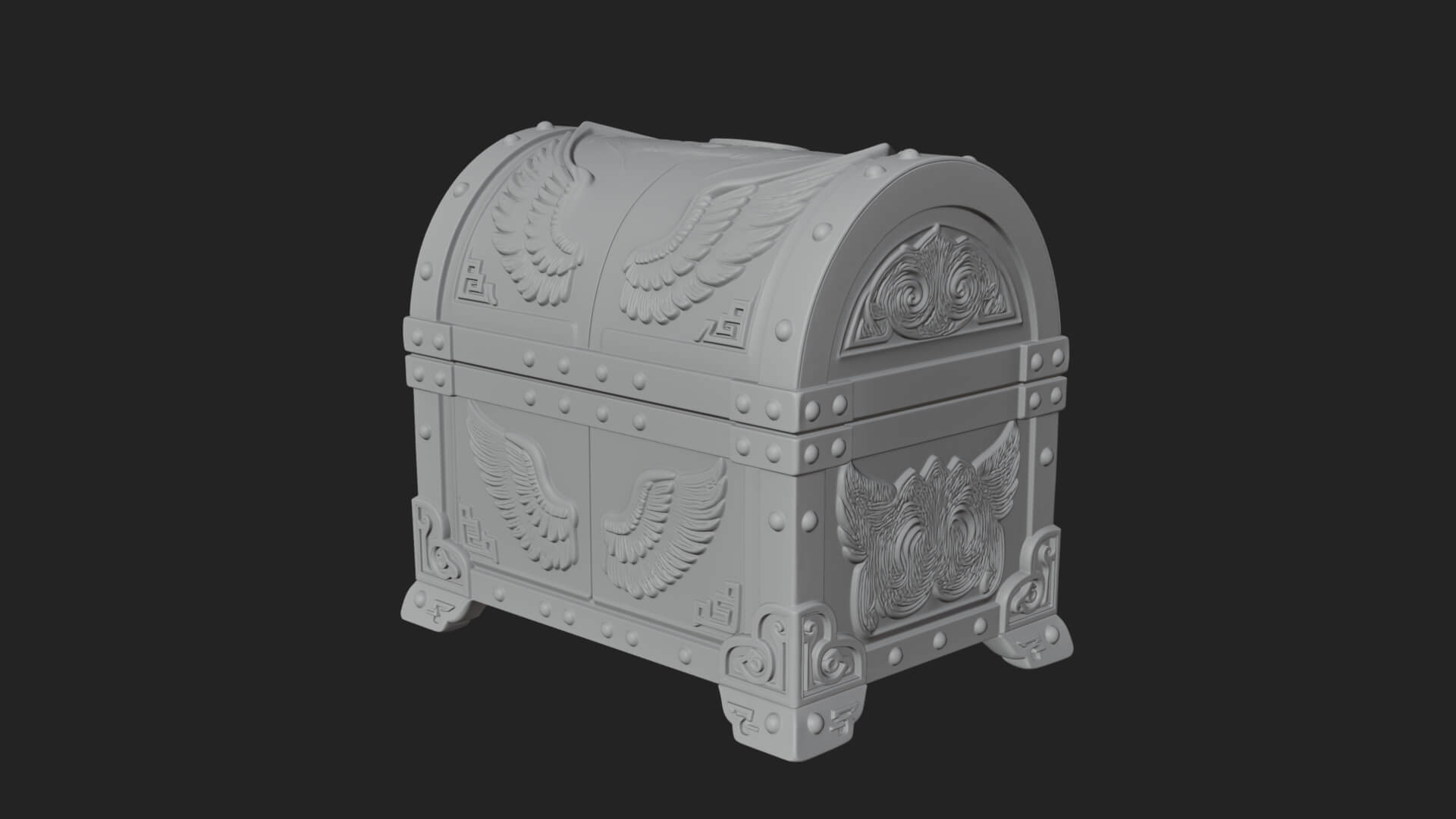 Winged Halo Treasure Chest Model Design 1 3D Print Model 3D Model