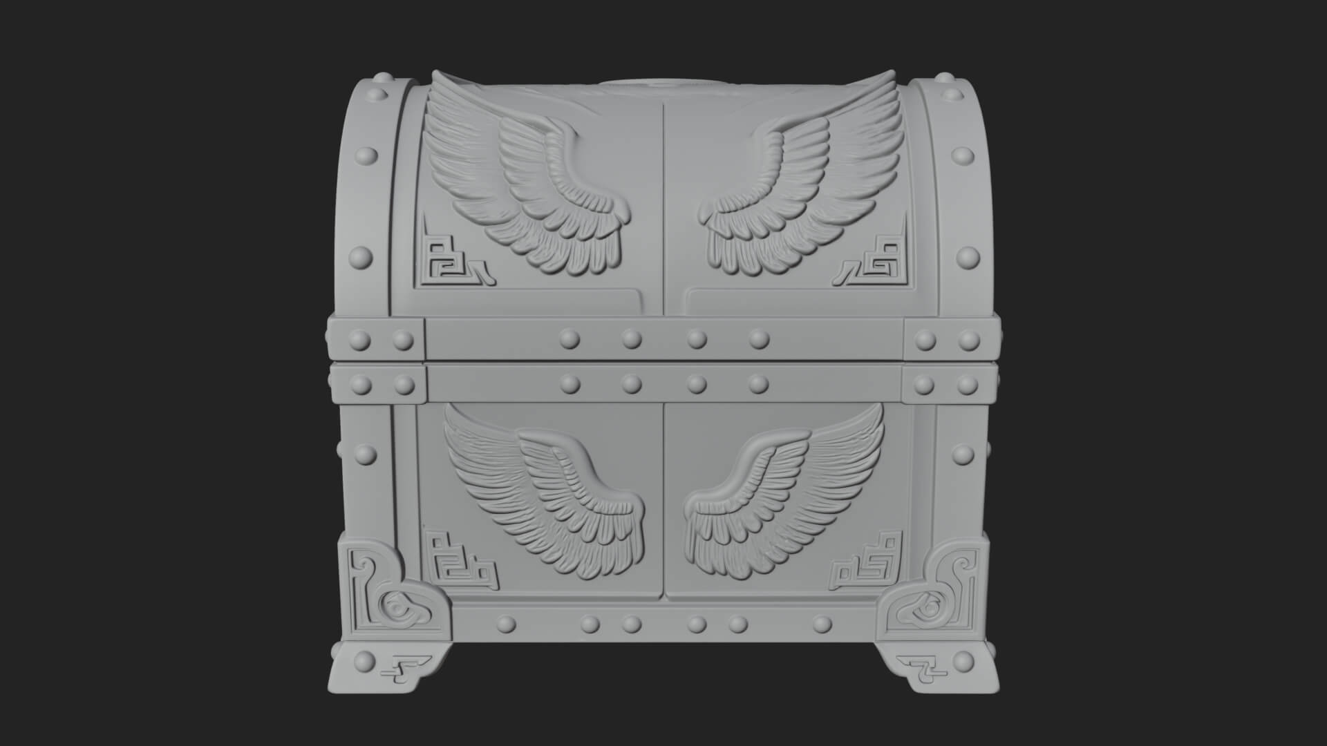 Winged Halo Treasure Chest Model Design 1 3D Print Model 3D Model