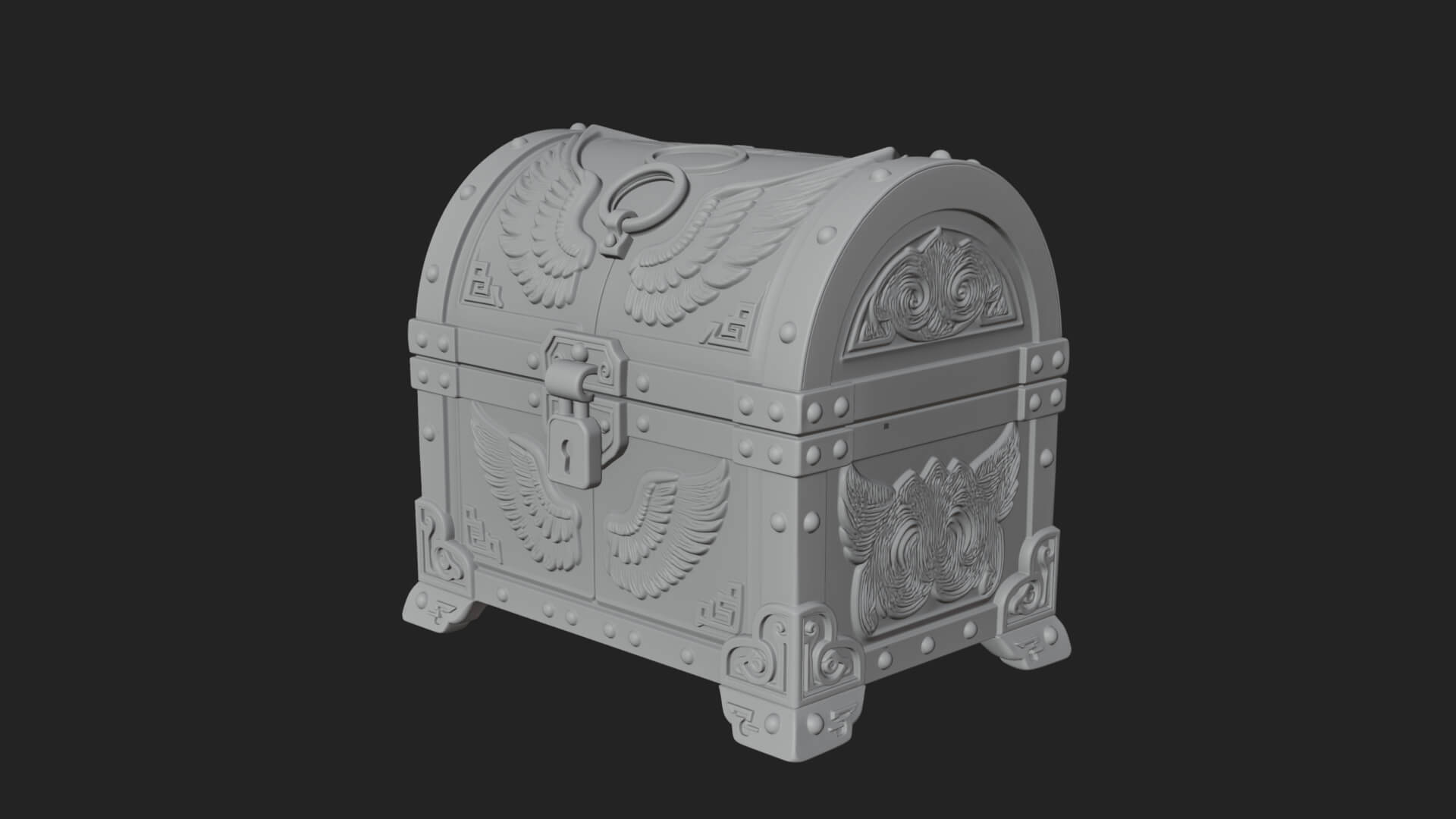 Winged Halo Treasure Chest Model Design 1 3D Print Model 3D Model
