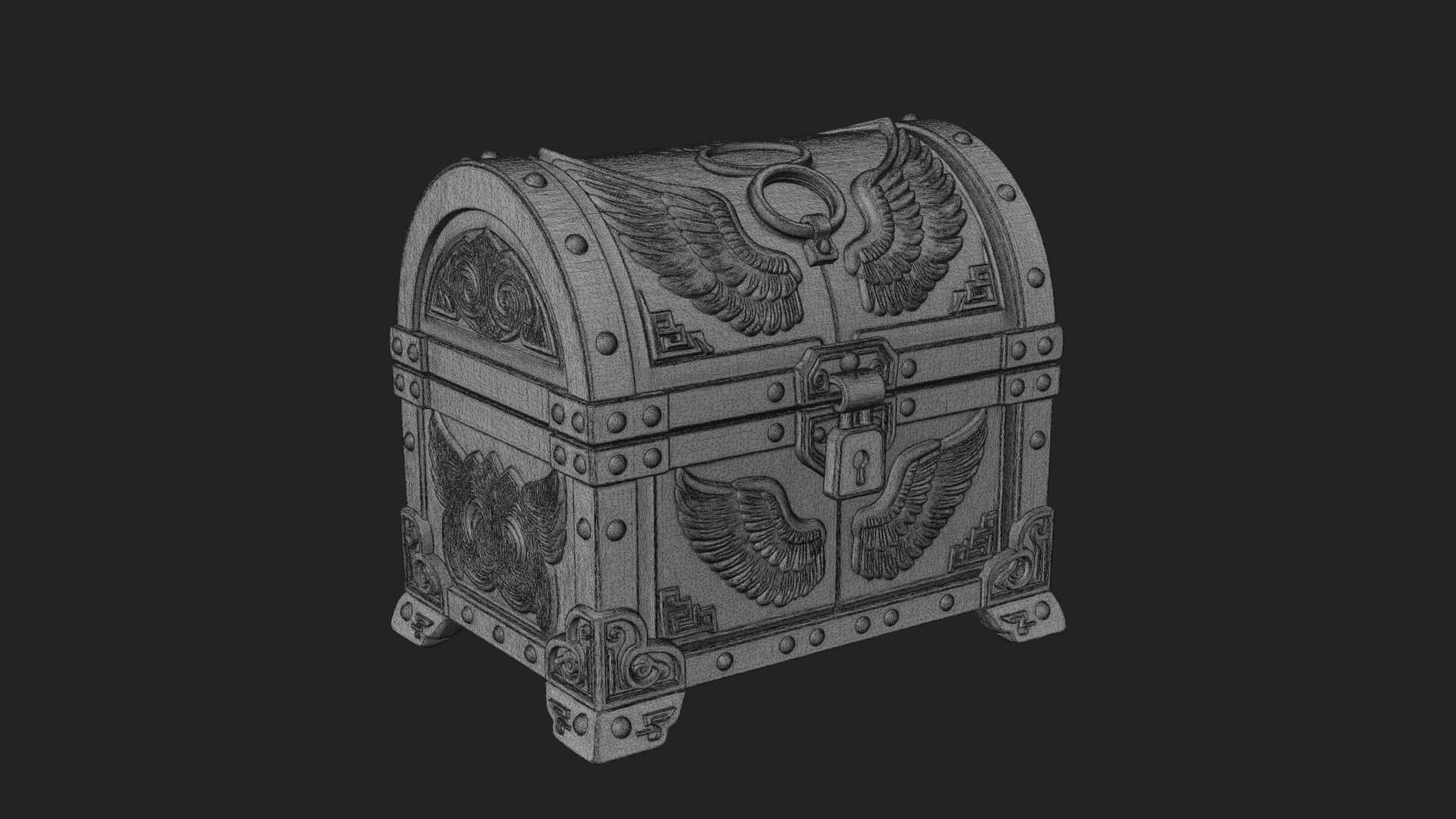 Winged Halo Treasure Chest Model Design 1 3D Print Model 3D Model