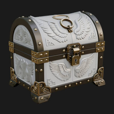 Winged Halo Treasure Chest Model Design 1 3D Print Model