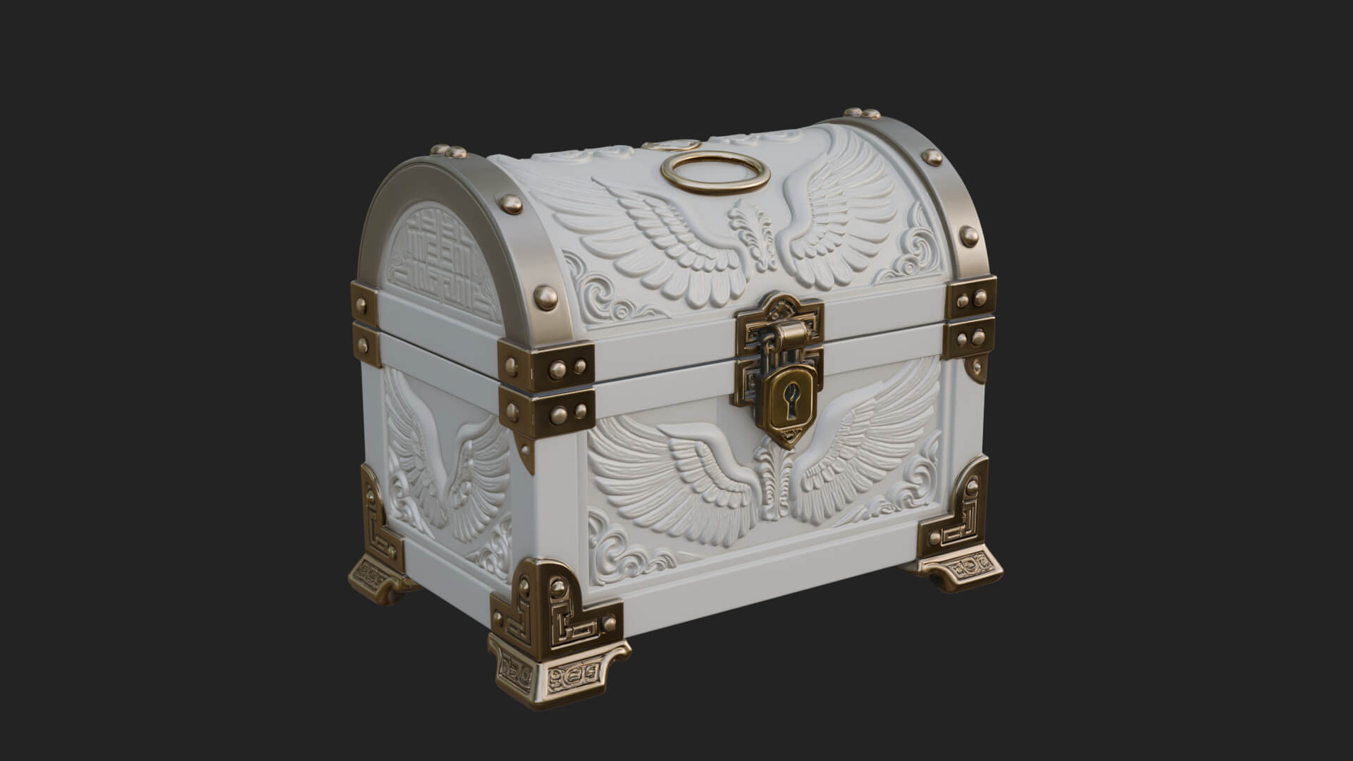 Winged Halo Treasure Chest Model Design 2 3D Print Model 3D Model