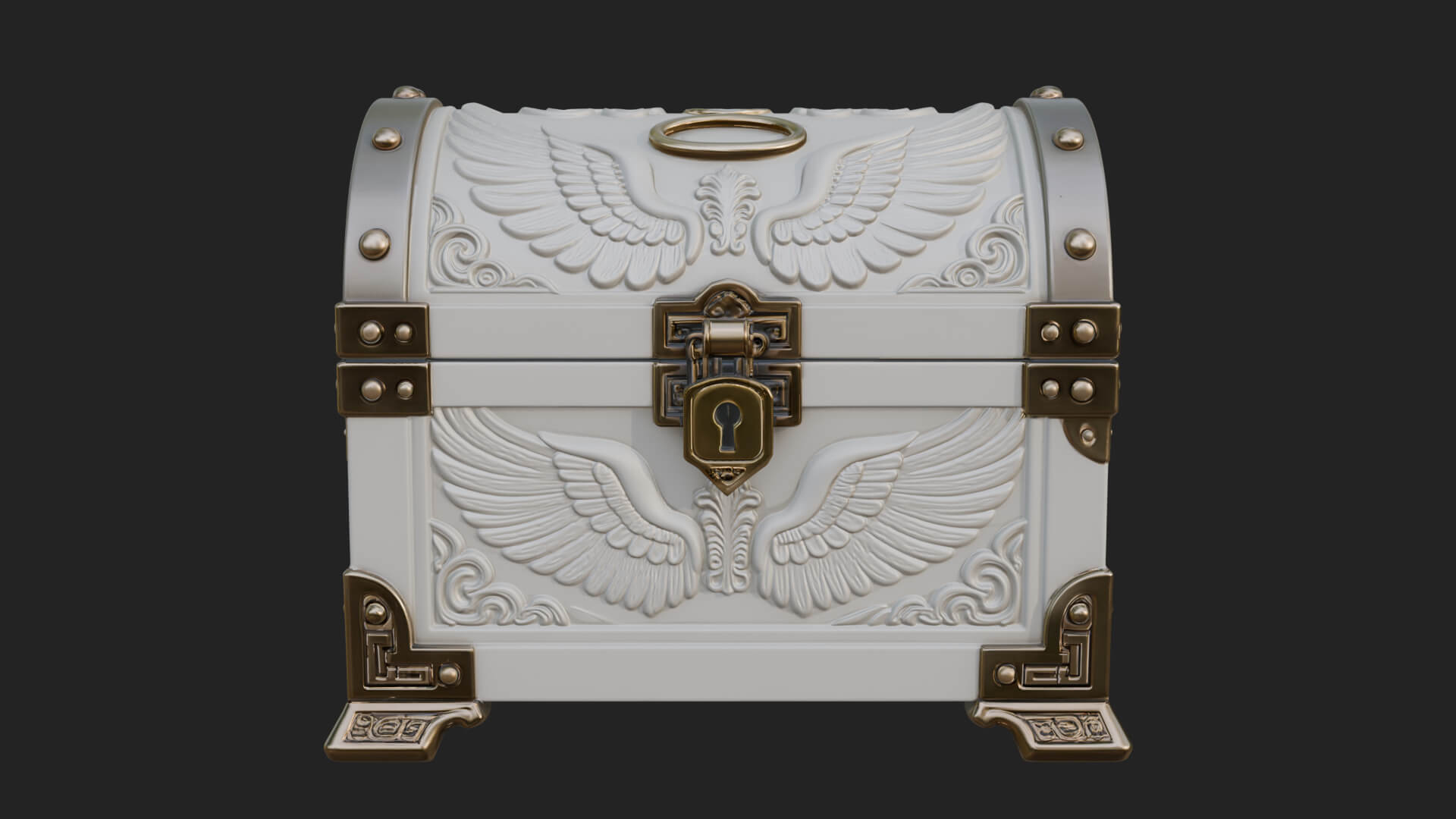 Winged Halo Treasure Chest Model Design 2 3D Print Model 3D Model
