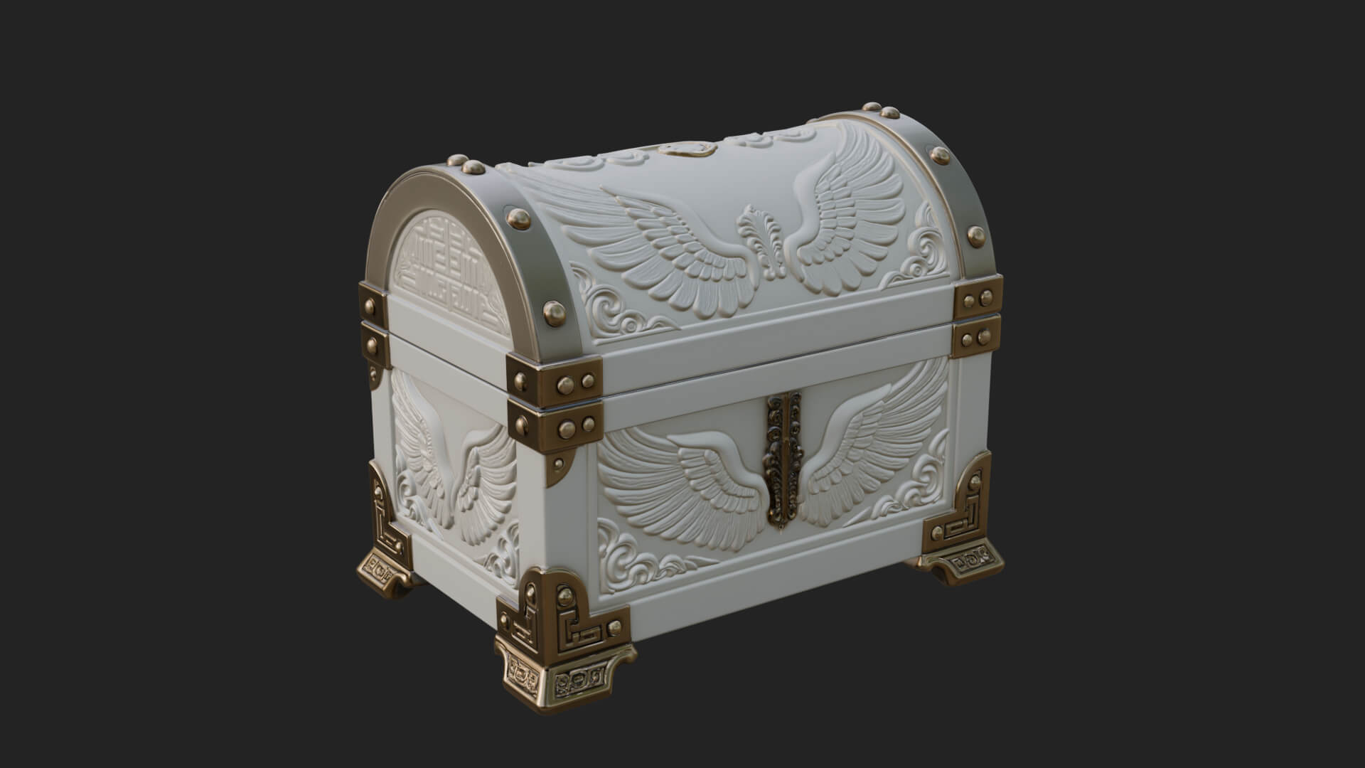 Winged Halo Treasure Chest Model Design 2 3D Print Model 3D Model