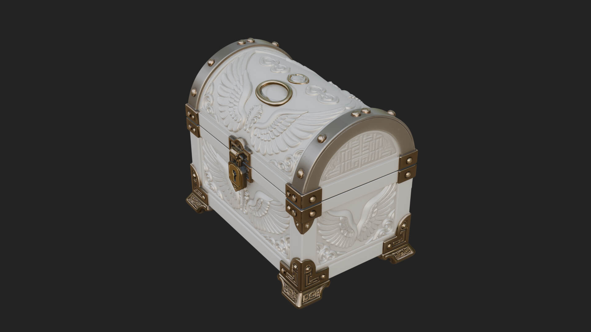 Winged Halo Treasure Chest Model Design 2 3D Print Model 3D Model