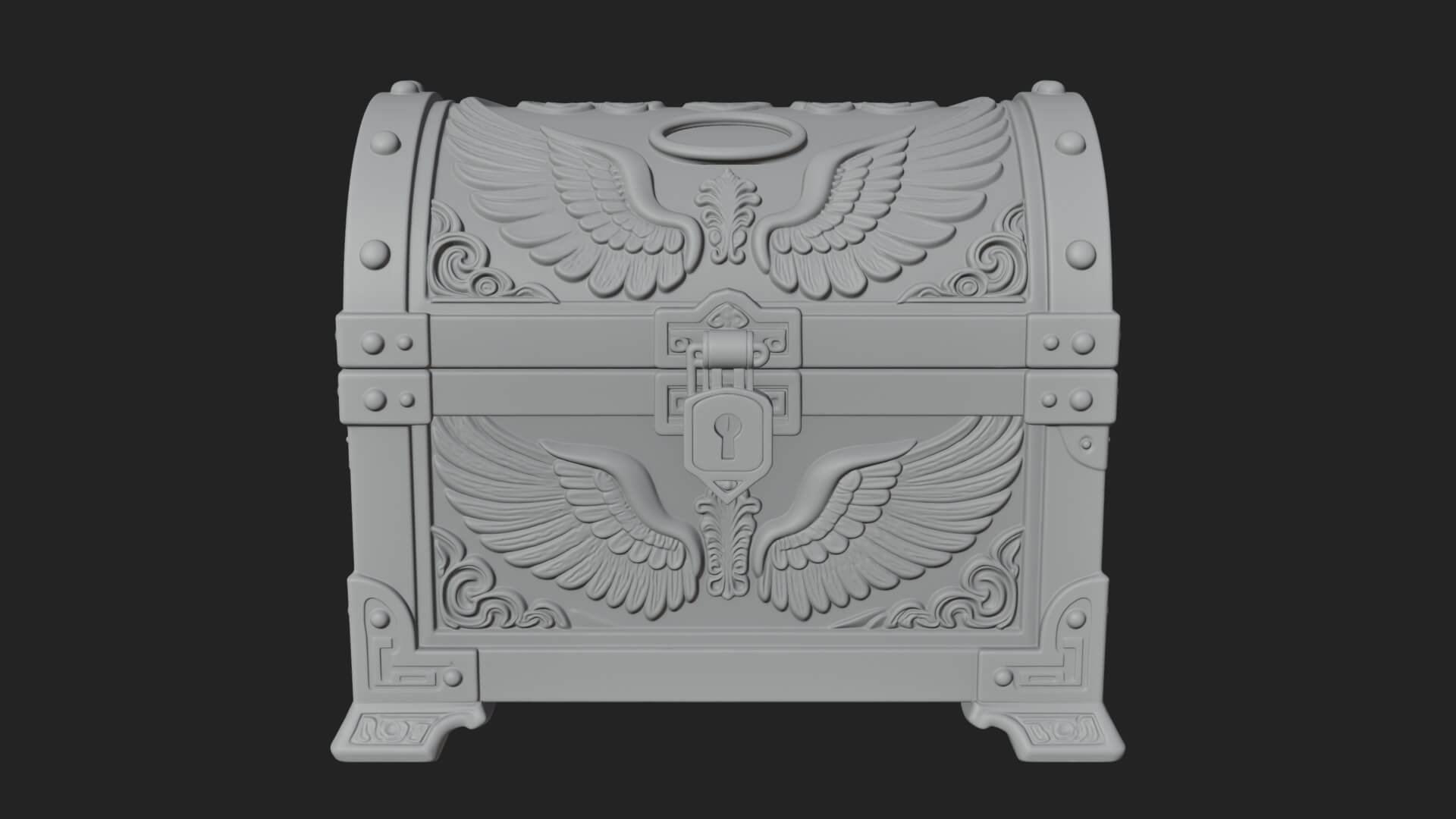 Winged Halo Treasure Chest Model Design 2 3D Print Model 3D Model