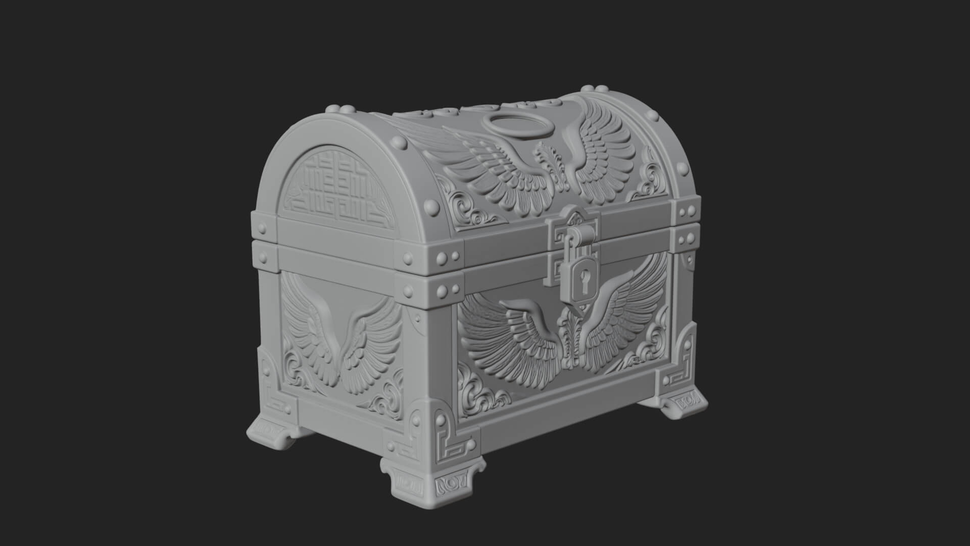 Winged Halo Treasure Chest Model Design 2 3D Print Model 3D Model