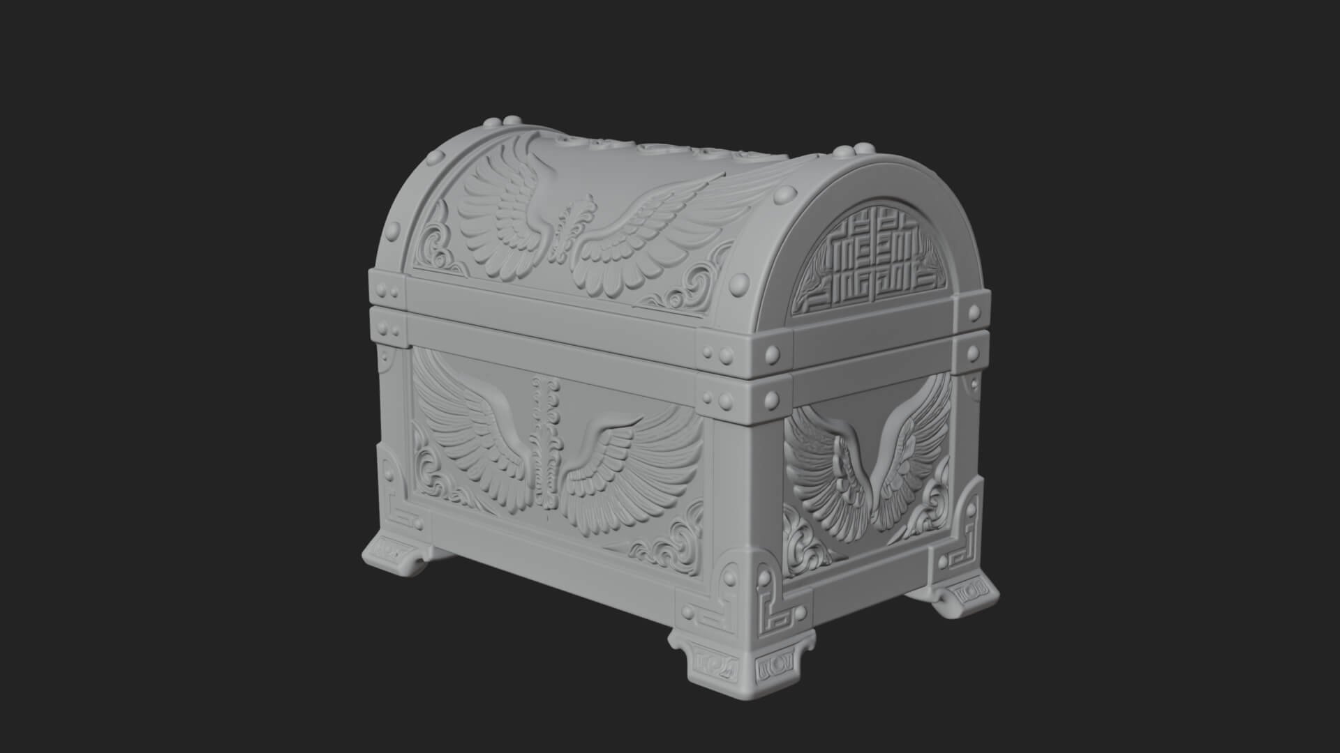 Winged Halo Treasure Chest Model Design 2 3D Print Model 3D Model