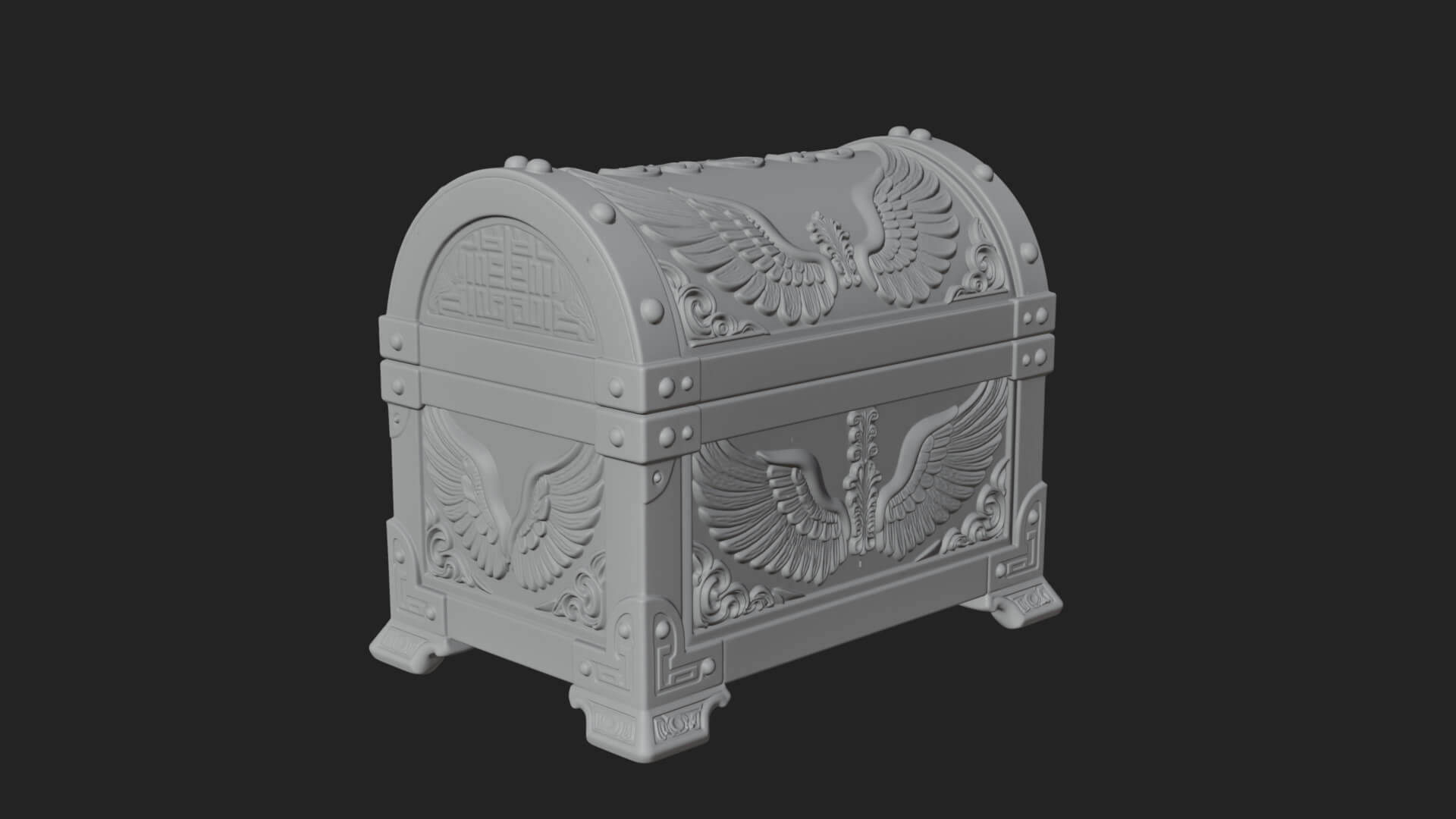 Winged Halo Treasure Chest Model Design 2 3D Print Model 3D Model