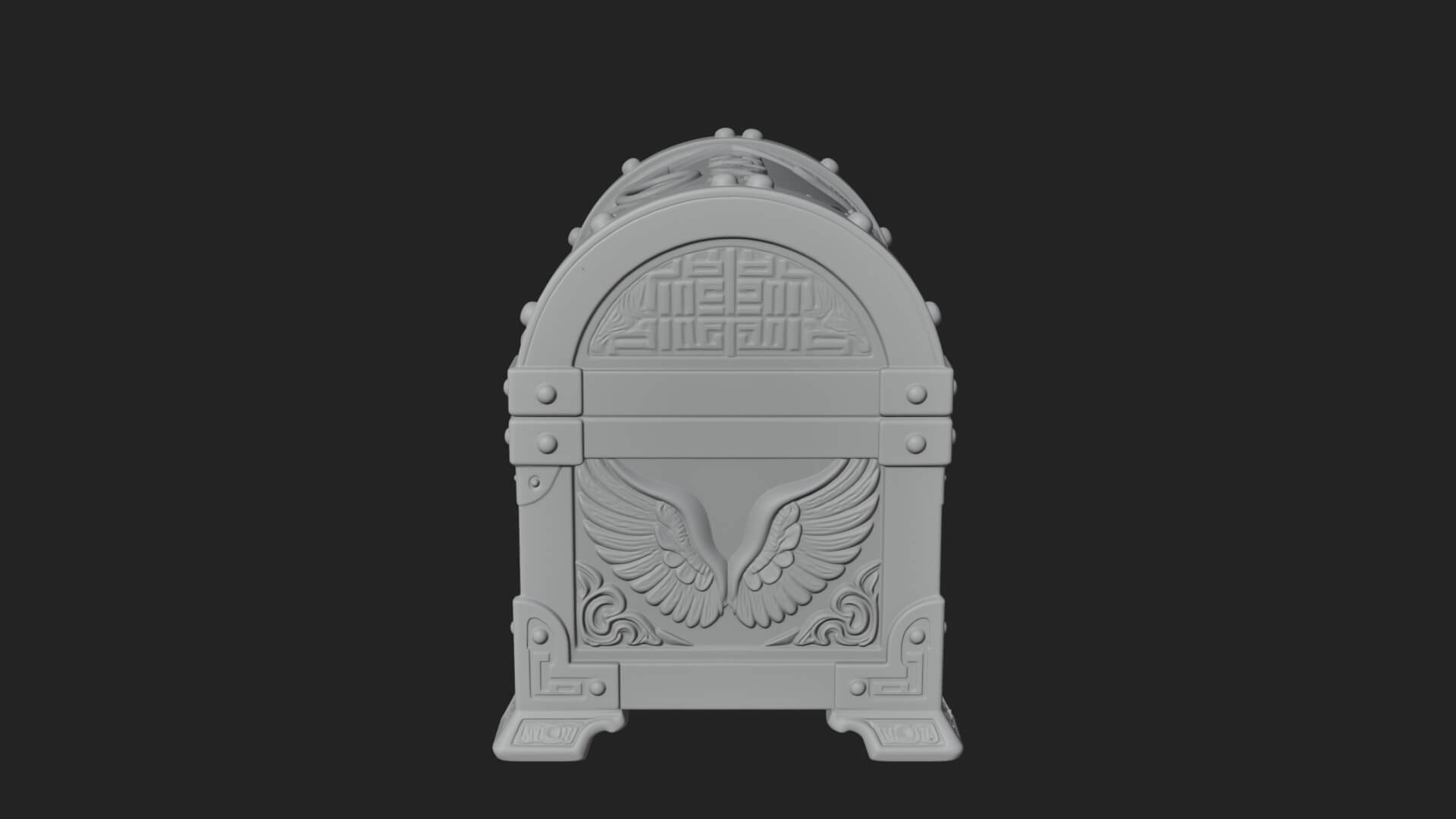 Winged Halo Treasure Chest Model Design 2 3D Print Model 3D Model