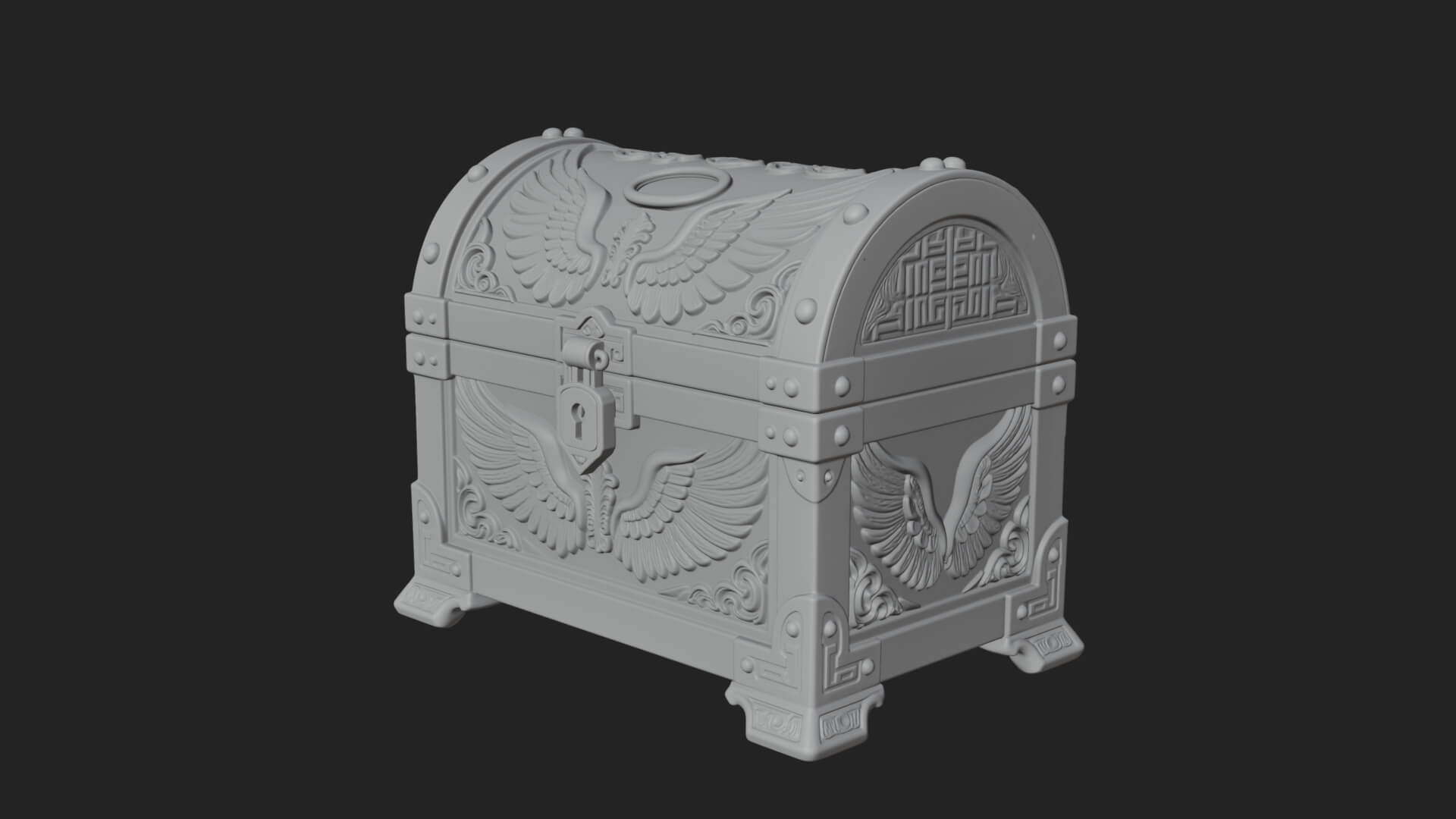 Winged Halo Treasure Chest Model Design 2 3D Print Model 3D Model