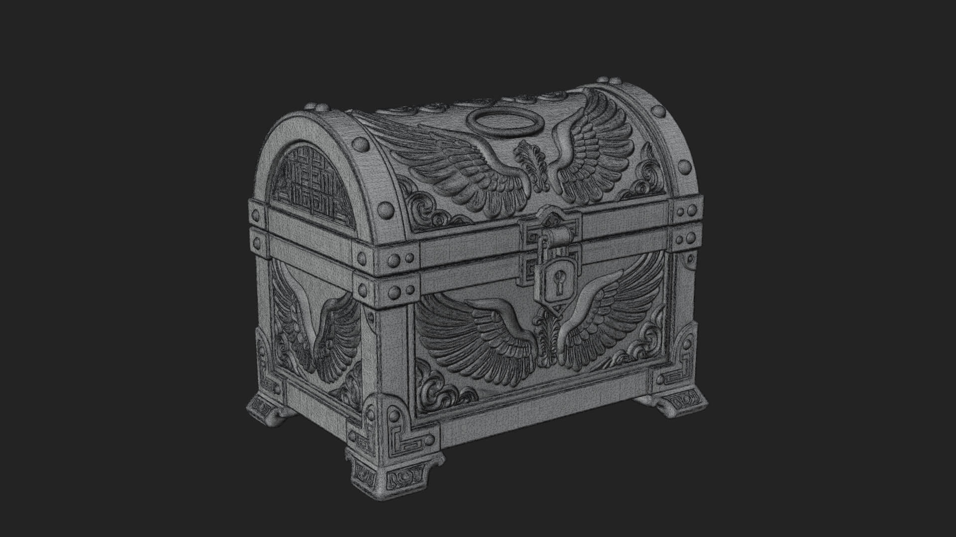 Winged Halo Treasure Chest Model Design 2 3D Print Model 3D Model