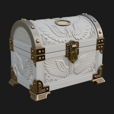 Winged Halo Treasure Chest Model Design 2 3D Print Model