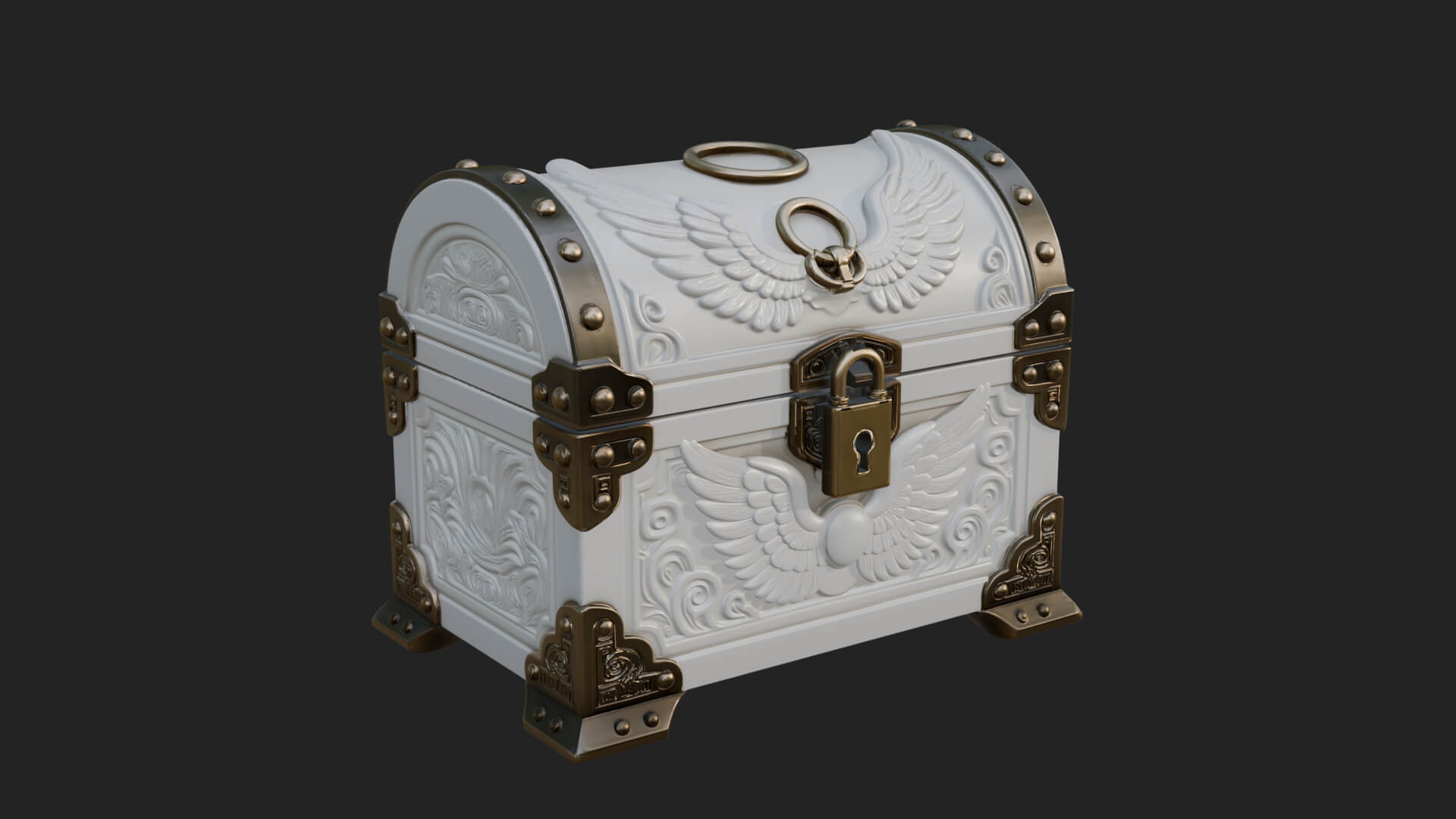 Winged Halo Treasure Chest Model Design 3 3D Print Model 3D Model