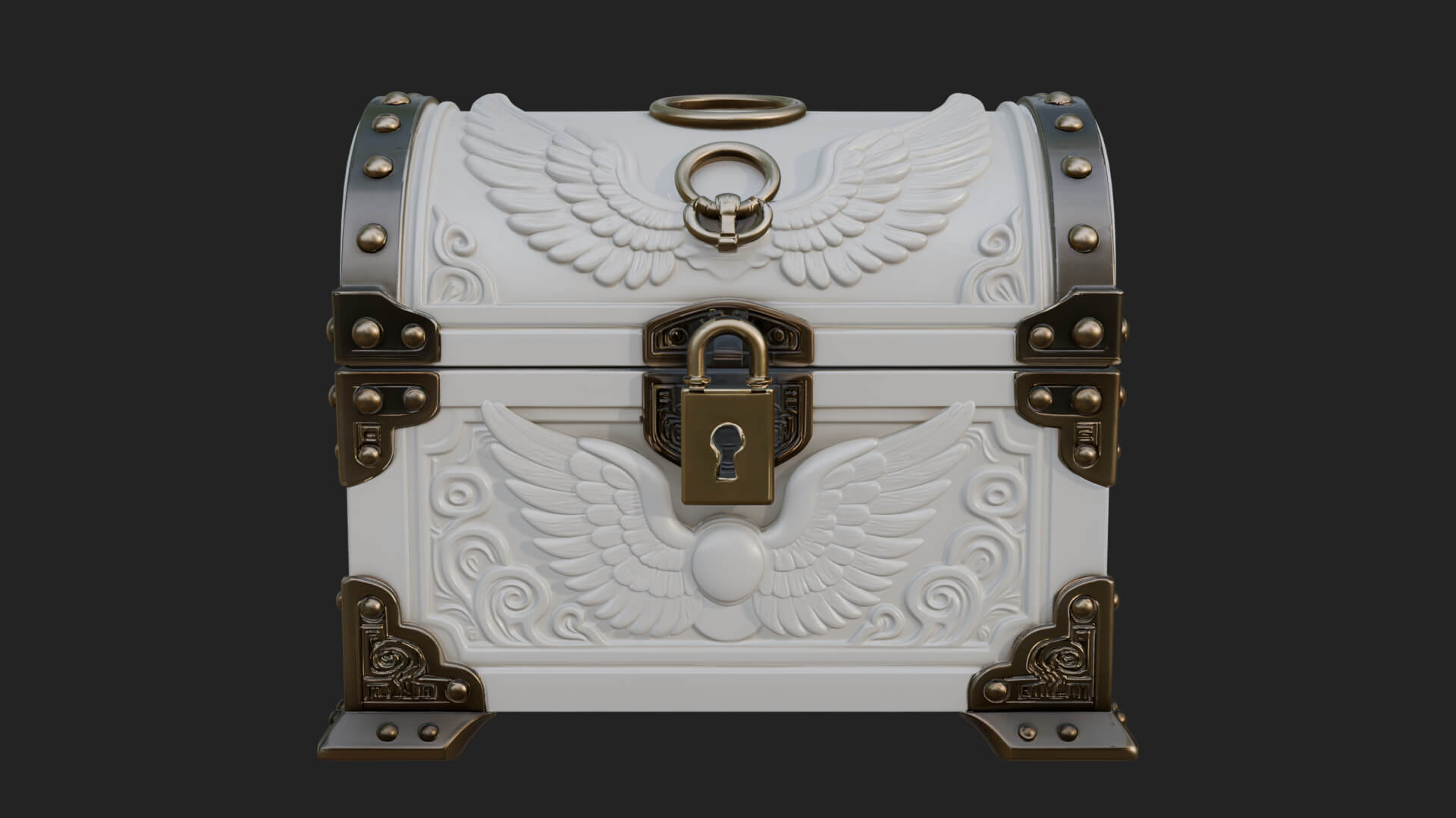 Winged Halo Treasure Chest Model Design 3 3D Print Model 3D Model