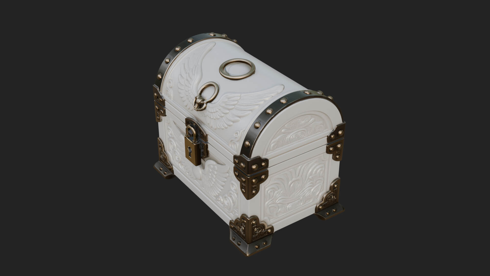 Winged Halo Treasure Chest Model Design 3 3D Print Model 3D Model