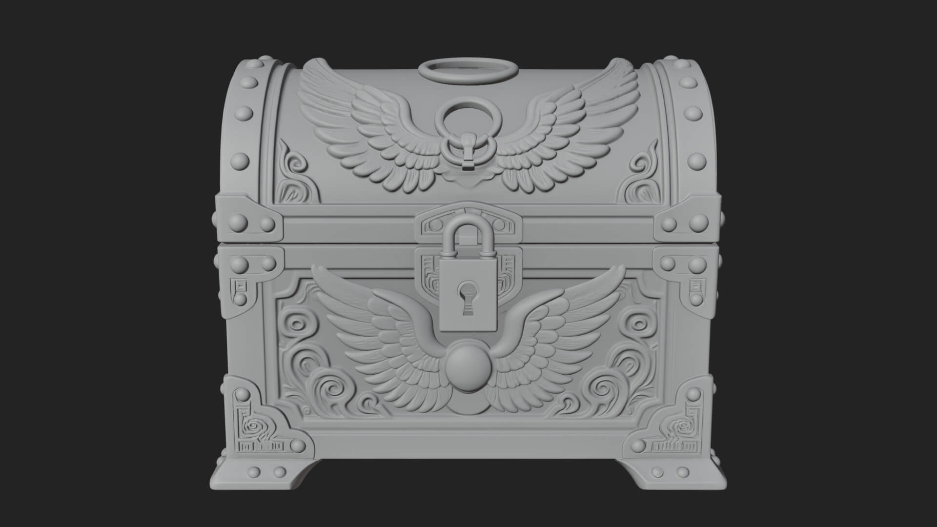 Winged Halo Treasure Chest Model Design 3 3D Print Model 3D Model