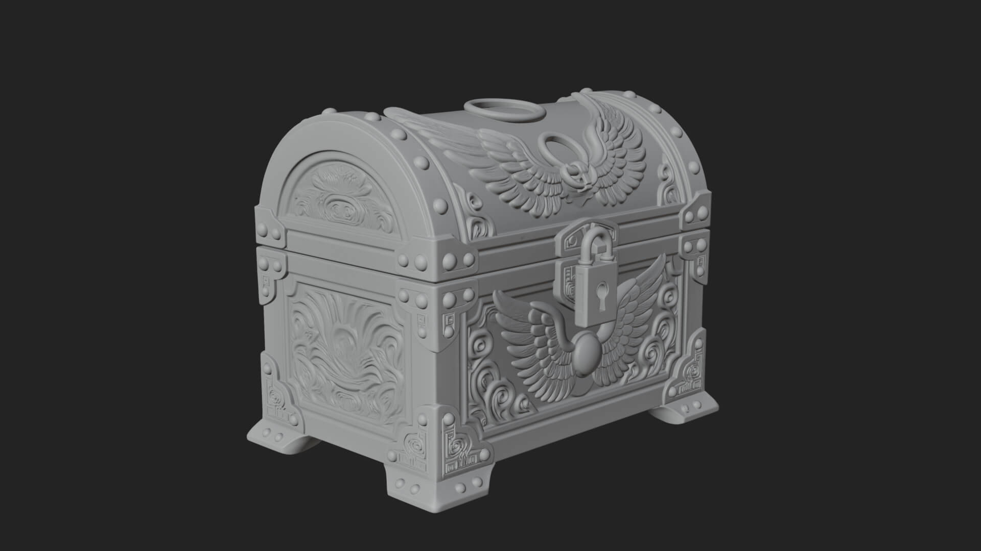 Winged Halo Treasure Chest Model Design 3 3D Print Model 3D Model
