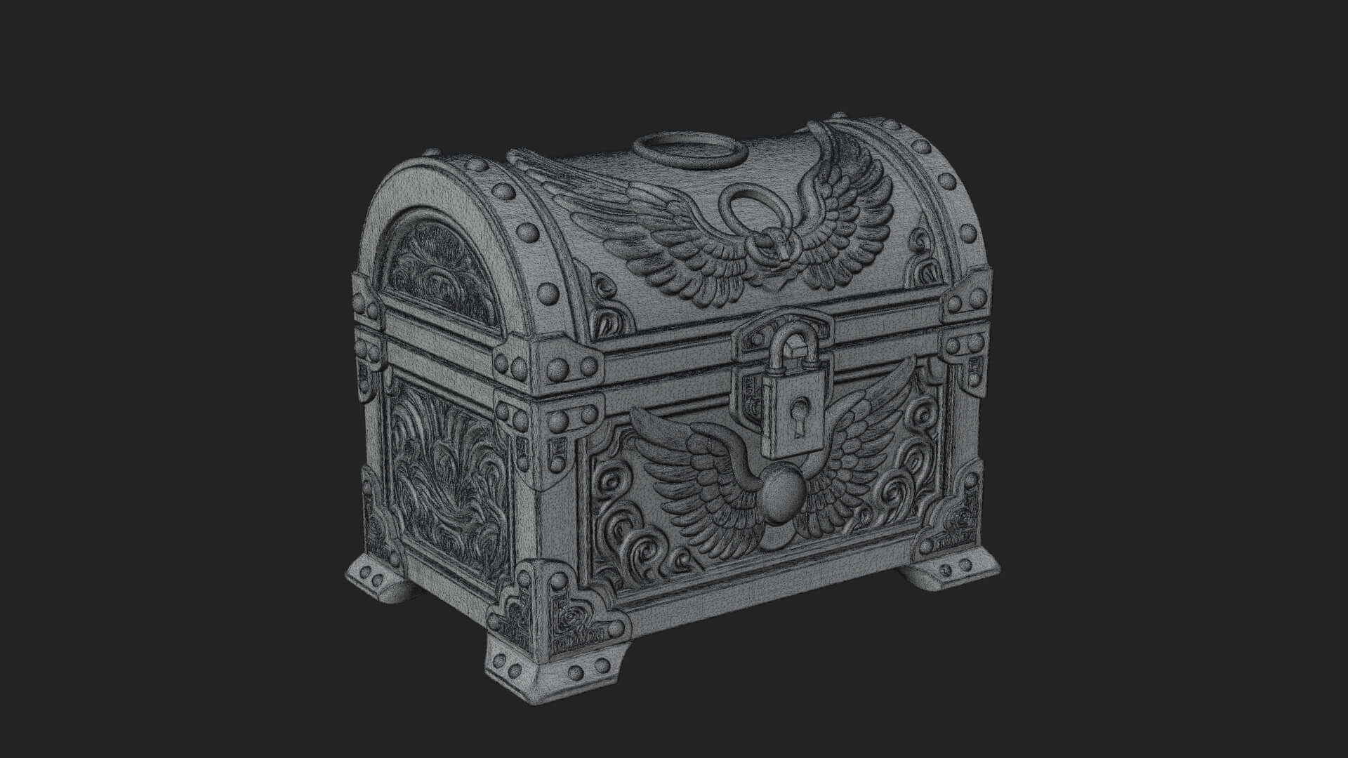 Winged Halo Treasure Chest Model Design 3 3D Print Model 3D Model