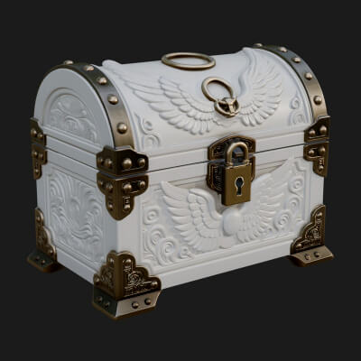 Winged Halo Treasure Chest Model Design 3 3D Print Model