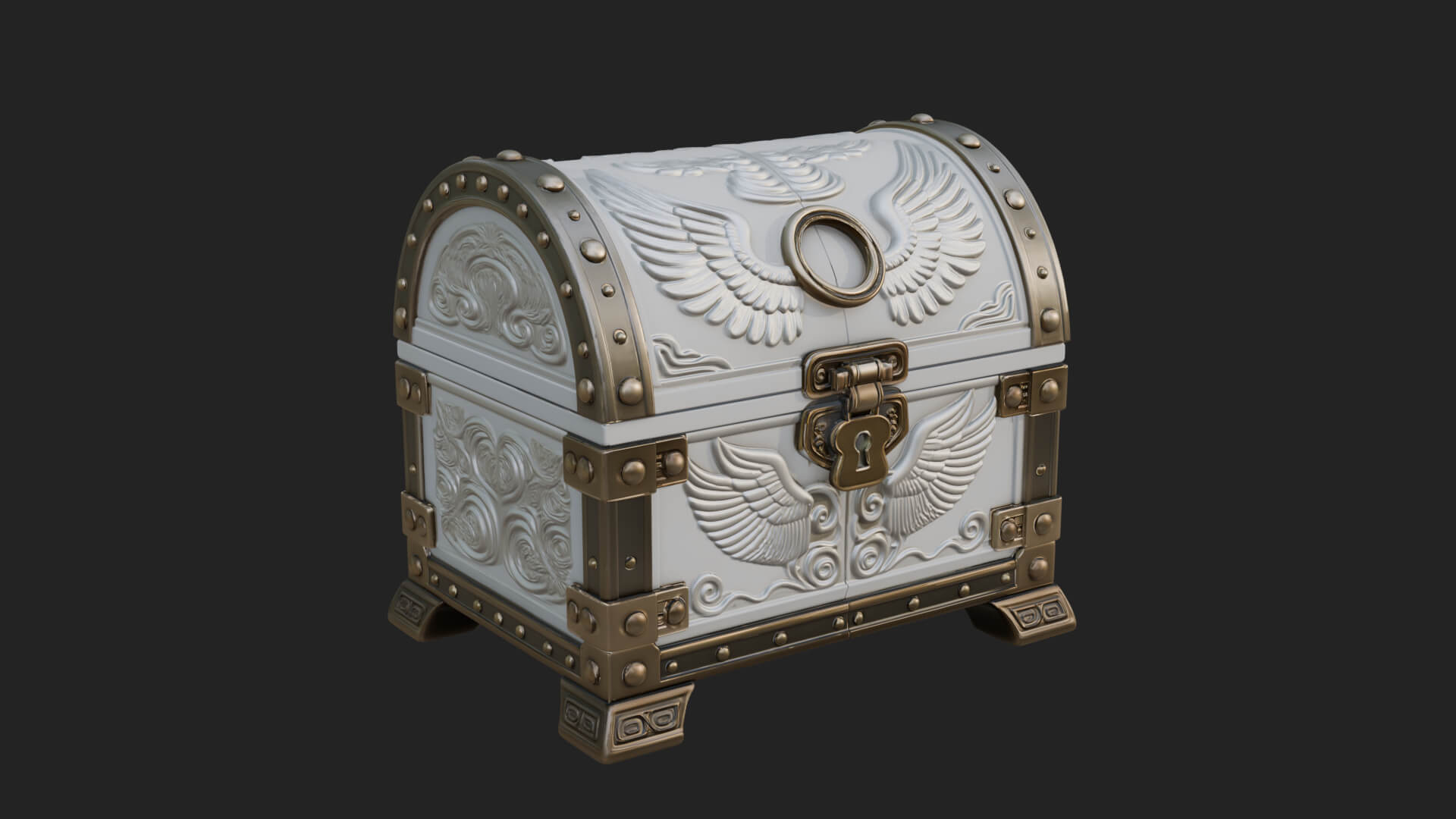 Winged Halo Treasure Chest Model Design 4 3D Print Model 3D Model