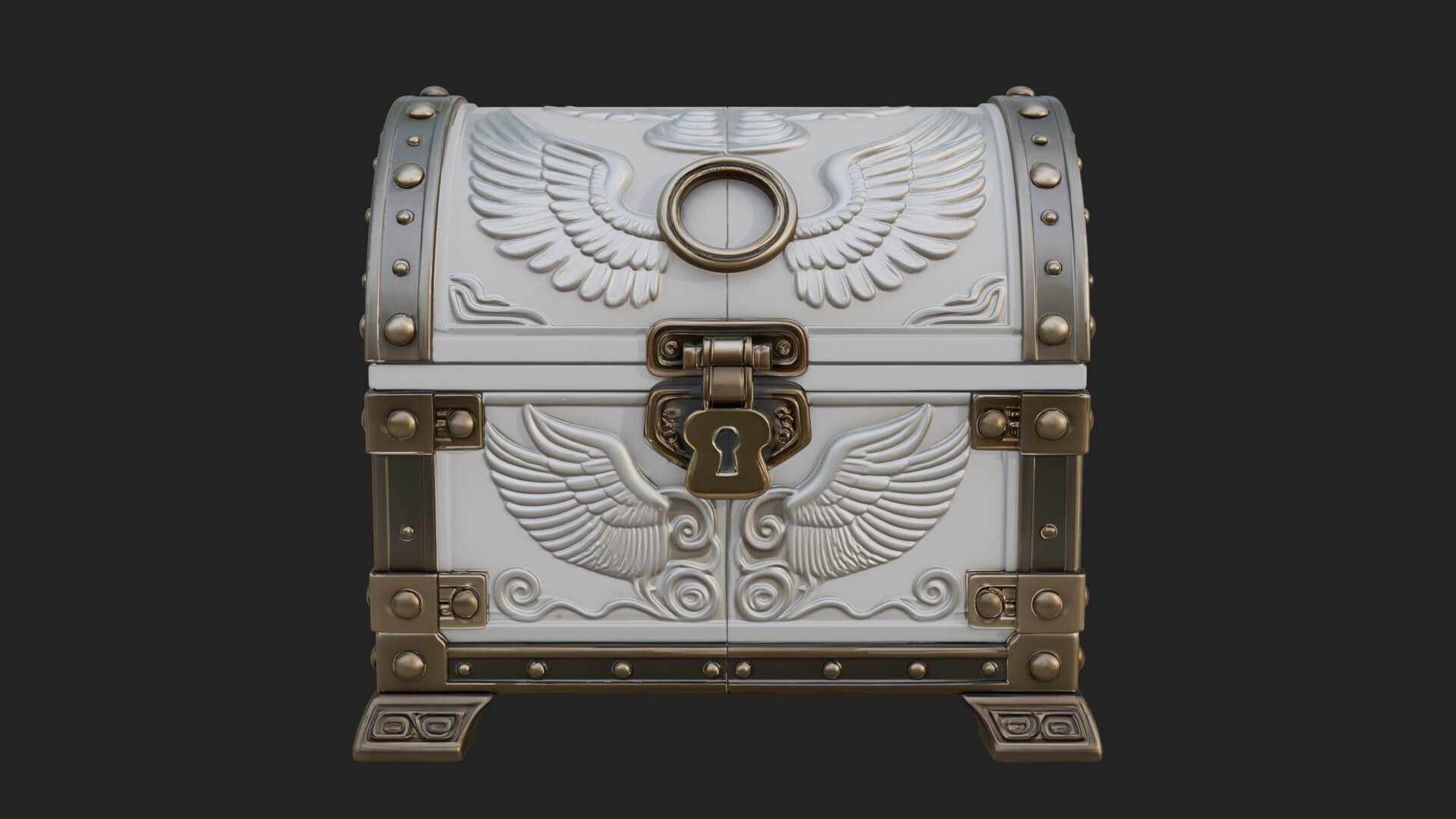 Winged Halo Treasure Chest Model Design 4 3D Print Model 3D Model