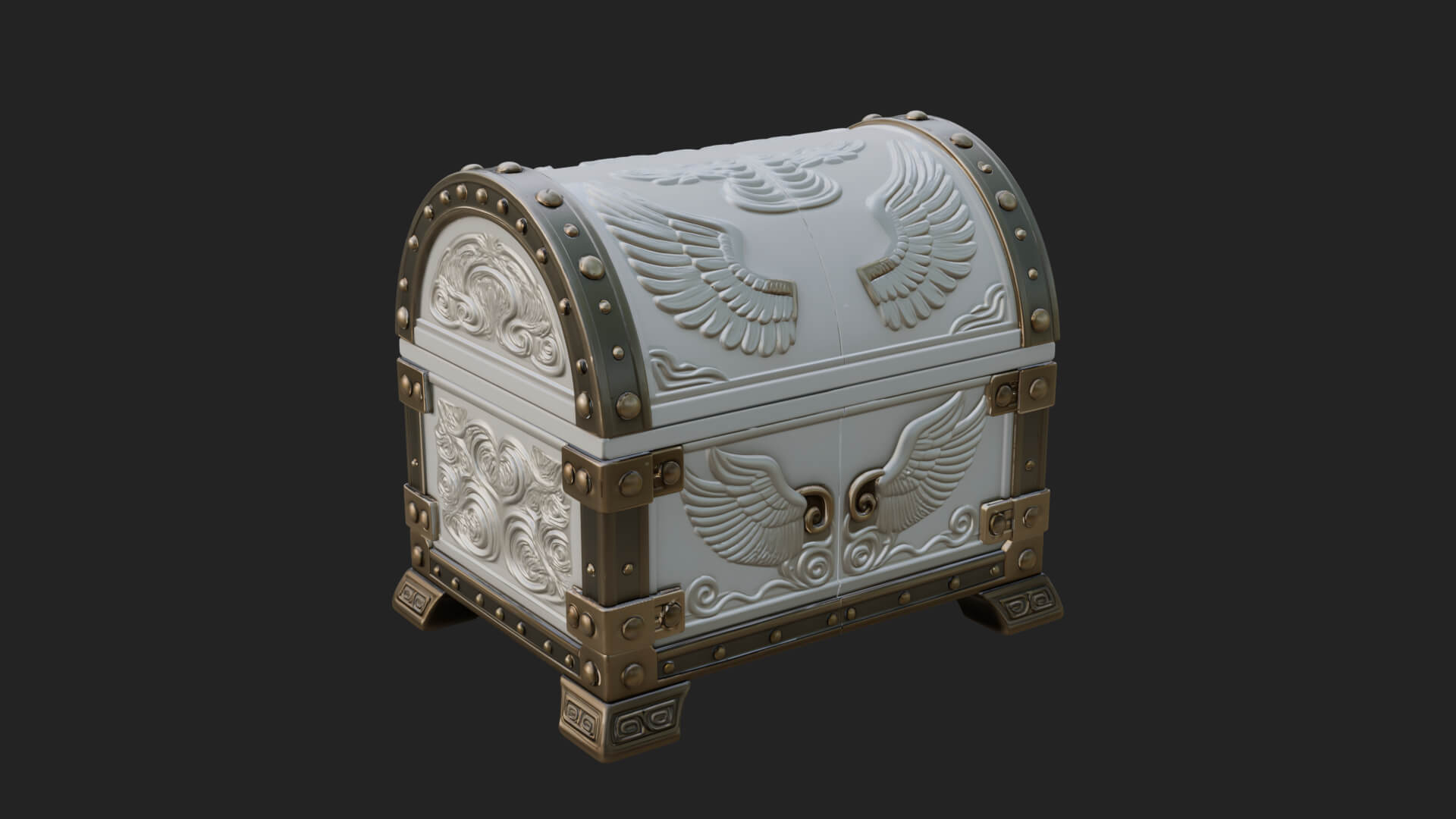 Winged Halo Treasure Chest Model Design 4 3D Print Model 3D Model