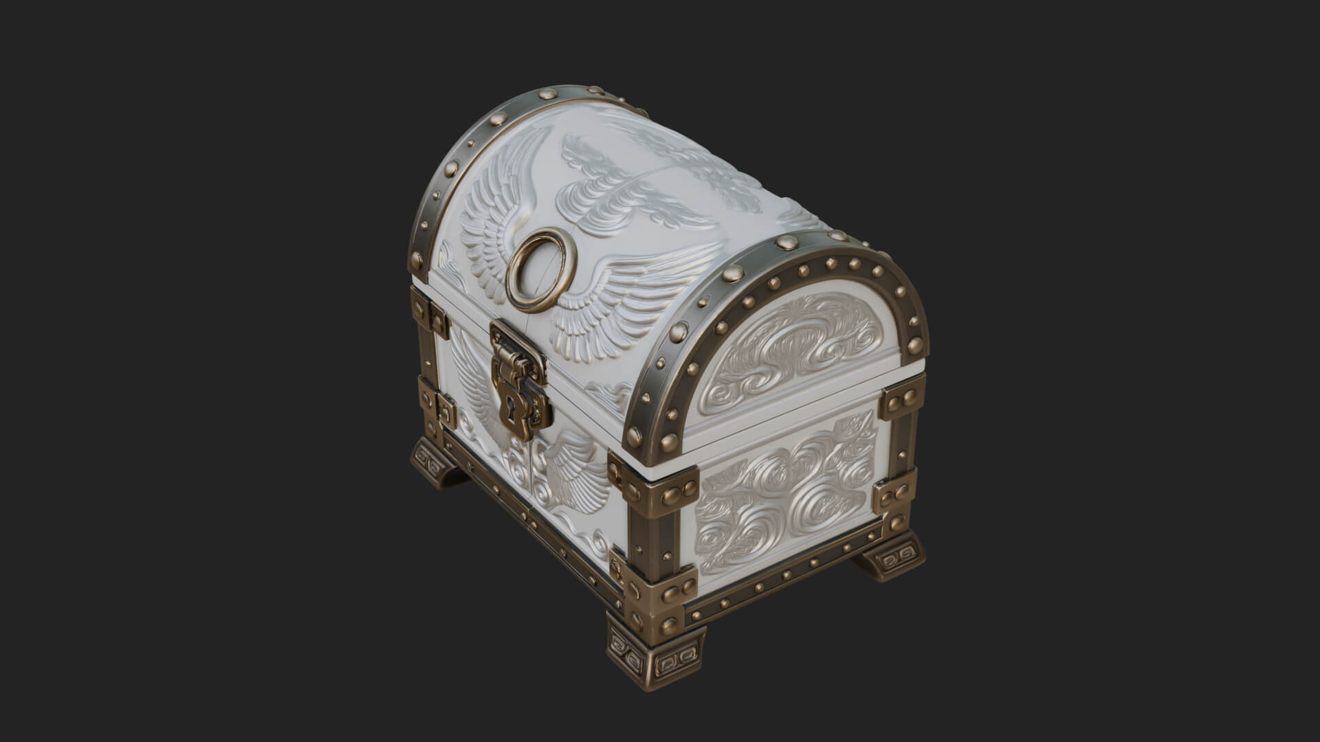 Winged Halo Treasure Chest Model Design 4 3D Print Model 3D Model