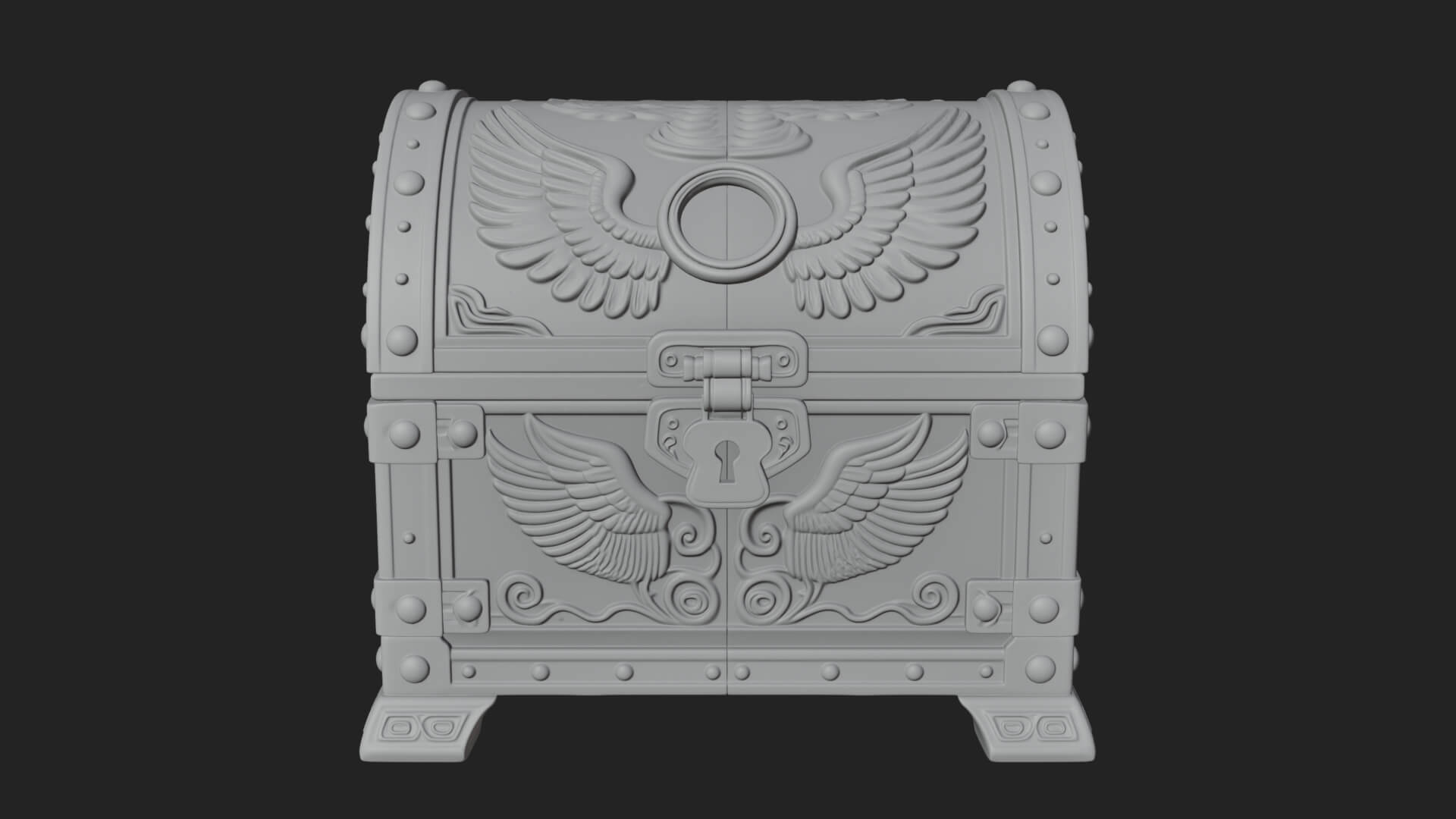 Winged Halo Treasure Chest Model Design 4 3D Print Model 3D Model