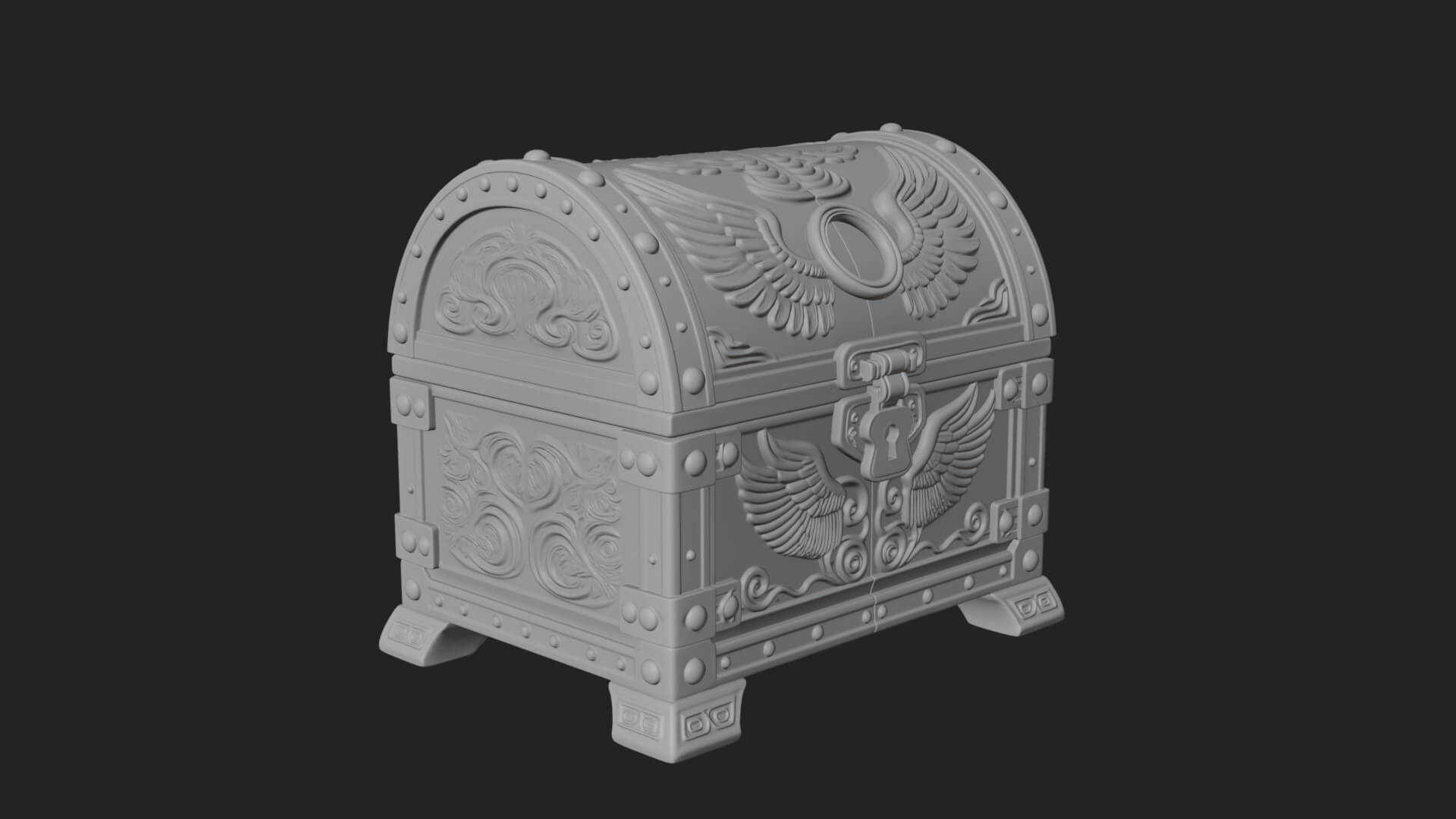 Winged Halo Treasure Chest Model Design 4 3D Print Model 3D Model