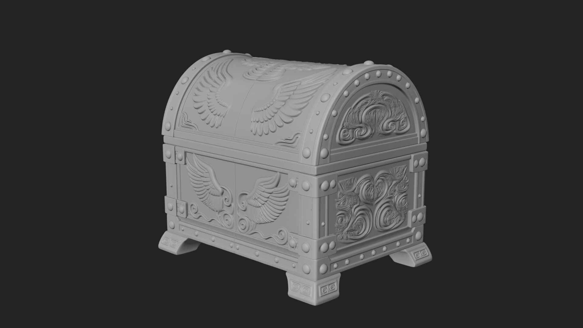 Winged Halo Treasure Chest Model Design 4 3D Print Model 3D Model
