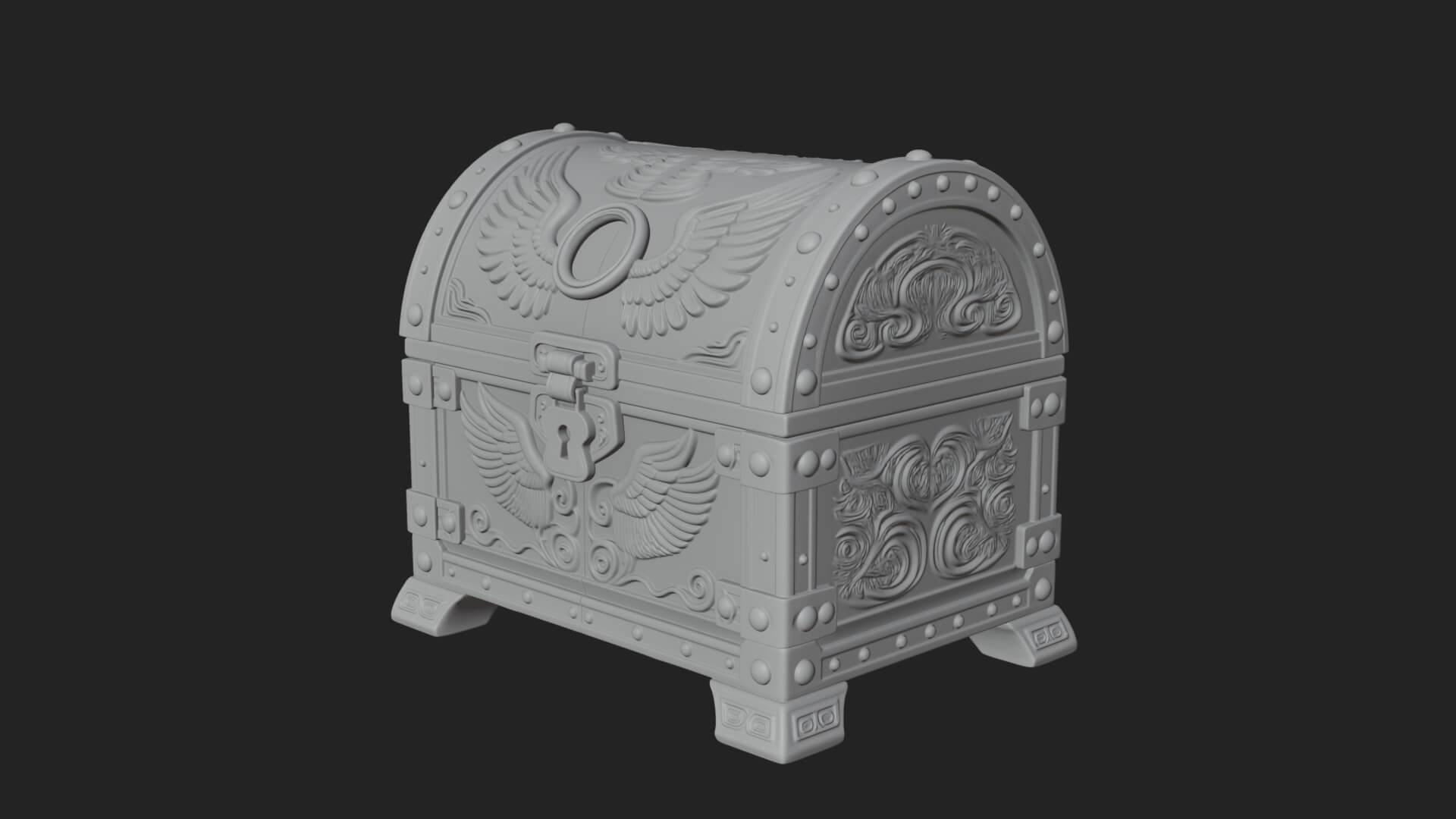 Winged Halo Treasure Chest Model Design 4 3D Print Model 3D Model