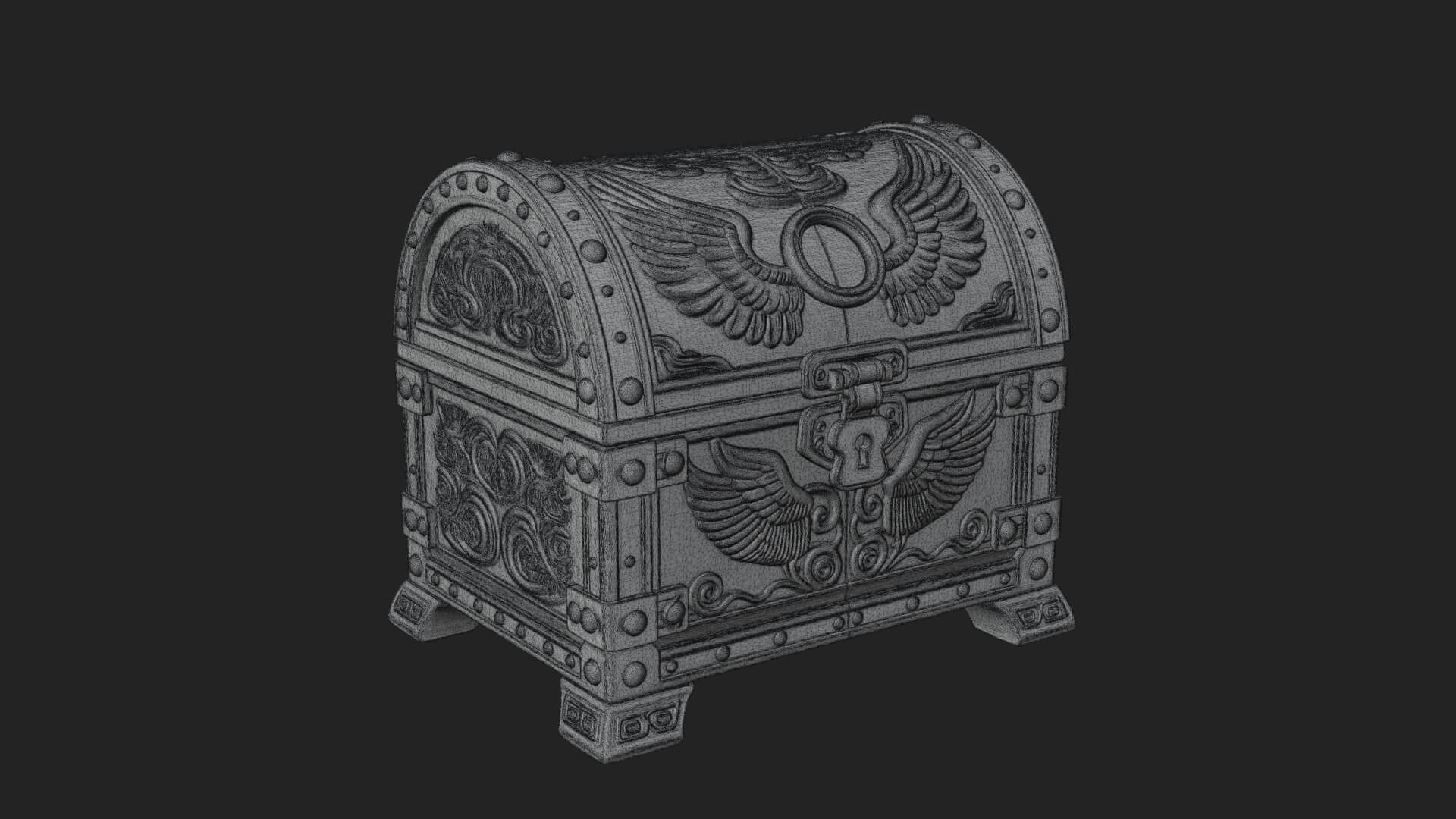 Winged Halo Treasure Chest Model Design 4 3D Print Model 3D Model