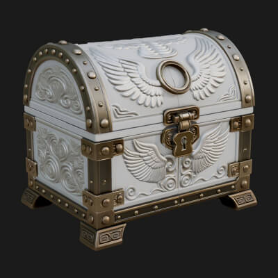 Winged Halo Treasure Chest Model Design 4 3D Print Model